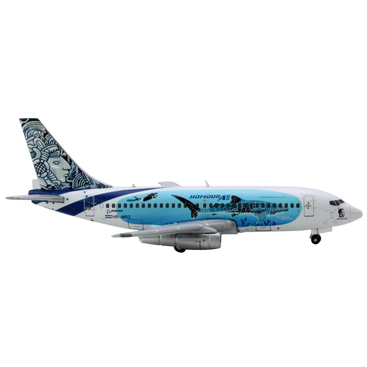 Boeing 737-200 Commercial Aircraft 'Aviatsa Honduras' (Hr-Mrz) White With Blue Graphics 1/400 Diecast Model Airplane By Geminijets