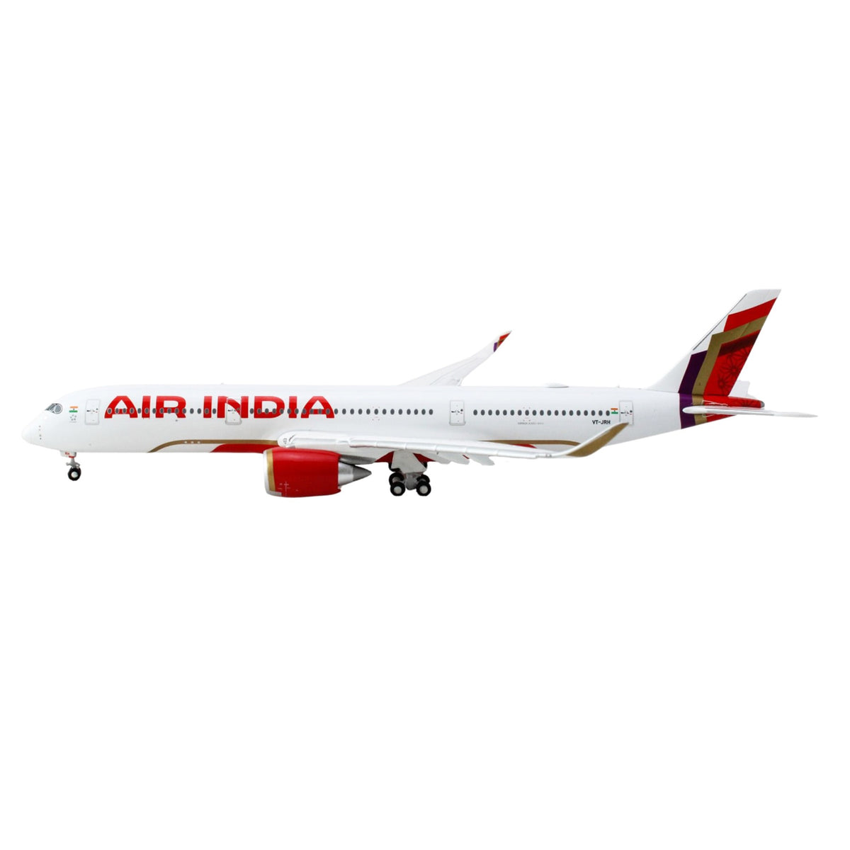 Airbus A350-900 Commercial Aircraft With Flaps Down 'Air India' (Vt-Jrh) White With Tail Graphics 1/400 Diecast Model Airplane By Geminijets