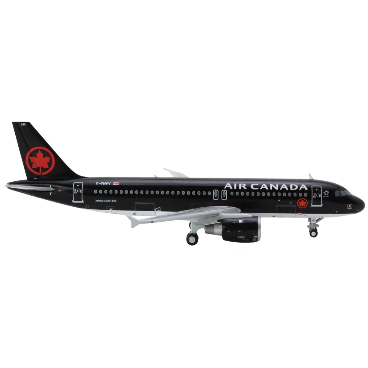 Airbus A320 Commercial Aircraft 'Air Canada' (C-Fnvv) Black 1/400 Diecast Model Airplane By Geminijets