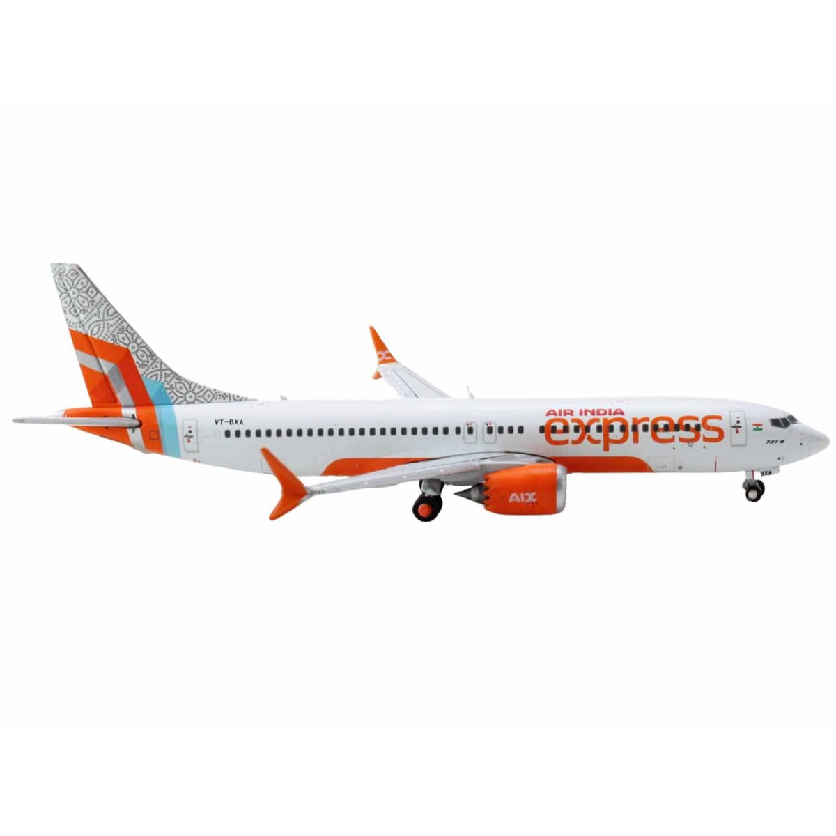 Boeing 737 Max 8 Commercial Aircraft 'Air India Express' (Vt-Bxa) White With Tail Graphics 1/400 Diecast Model Airplane By Geminijets