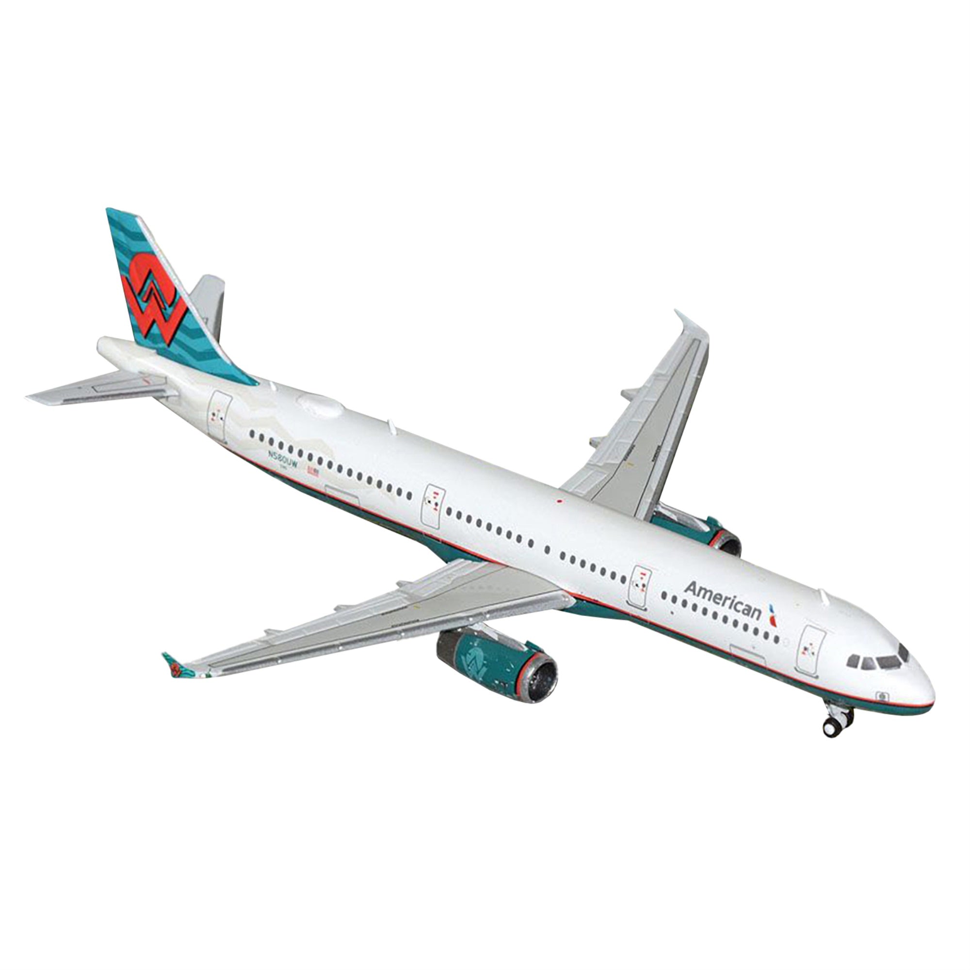 Airbus A321 Commercial Aircraft 'American Airlines - America West Heritage Jet' (N580Uw) White With Tail Graphics 1/400 Diecast Model Airplane By Geminijets