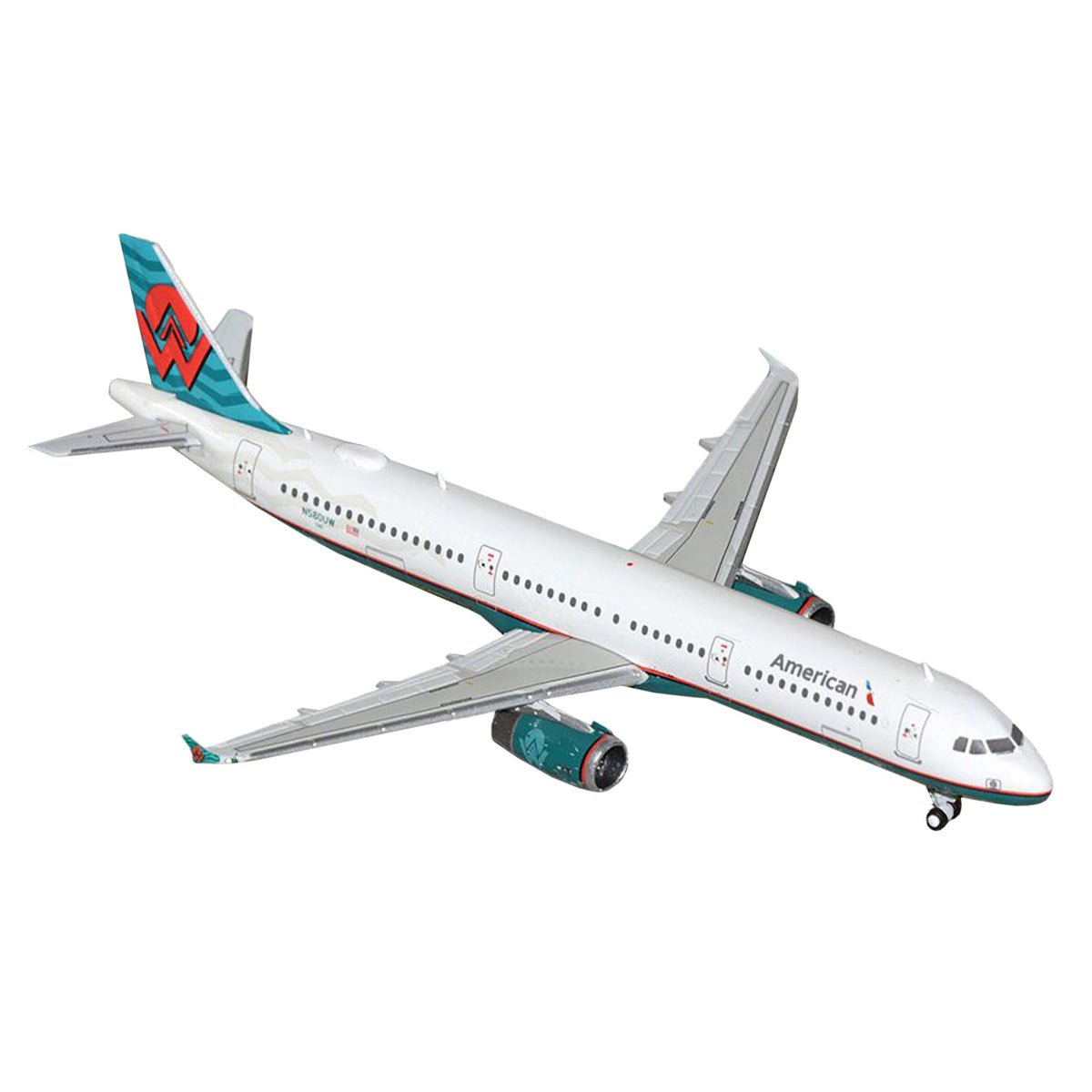 Airbus A321 Commercial Aircraft 'American Airlines - America West Heritage Jet' (N580Uw) White With Tail Graphics 1/400 Diecast Model Airplane By Geminijets
