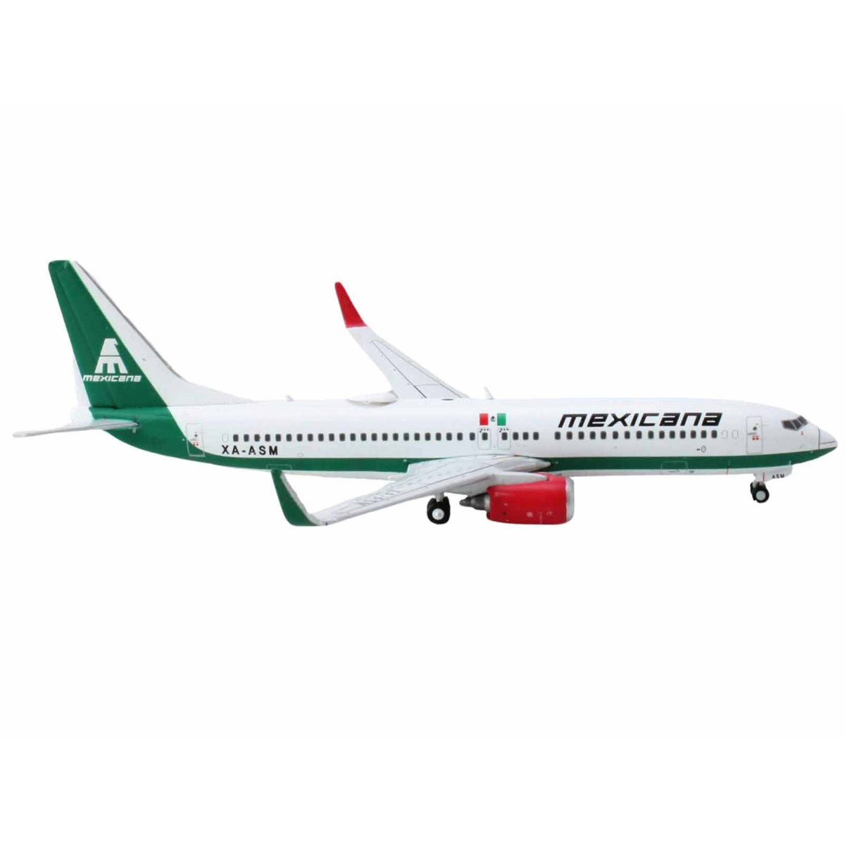 Boeing 737-800 Commercial Aircraft 'Mexicana Airlines' (Xa-Asm) White With Green Tail 1/400 Diecast Model Airplane By Geminijets