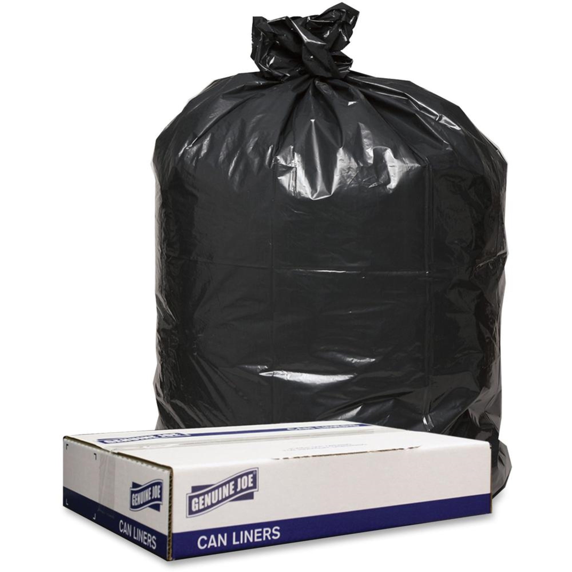 Genuine Joe Low Density Black Can Liners - 56 gal Capacity - 43 Width x 47??Length - 1.20 mil (30 Micron) Thickness - Low Density - Black - 100/Carton - Can