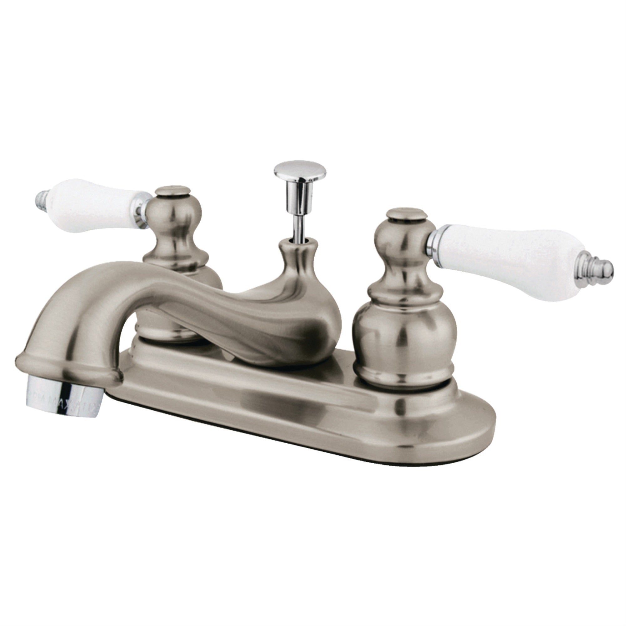 Kingston Brass Gkb607B 4 In. Centerset Bathroom Faucet, Brushed Nickel/Polished Chrome