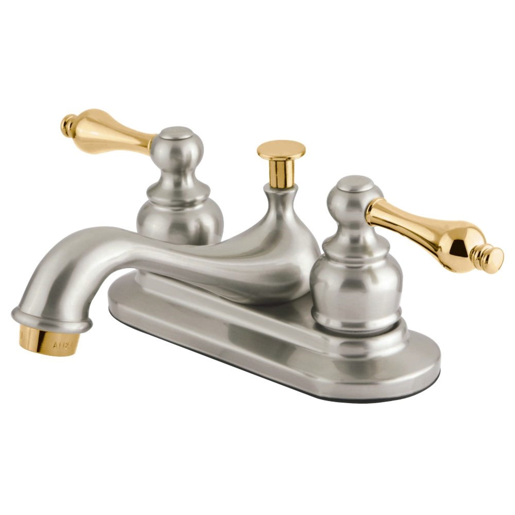 Kingston Brass Gkb609Al 4 In. Centerset Bathroom Faucet, Brushed Nickel/Polished Brass