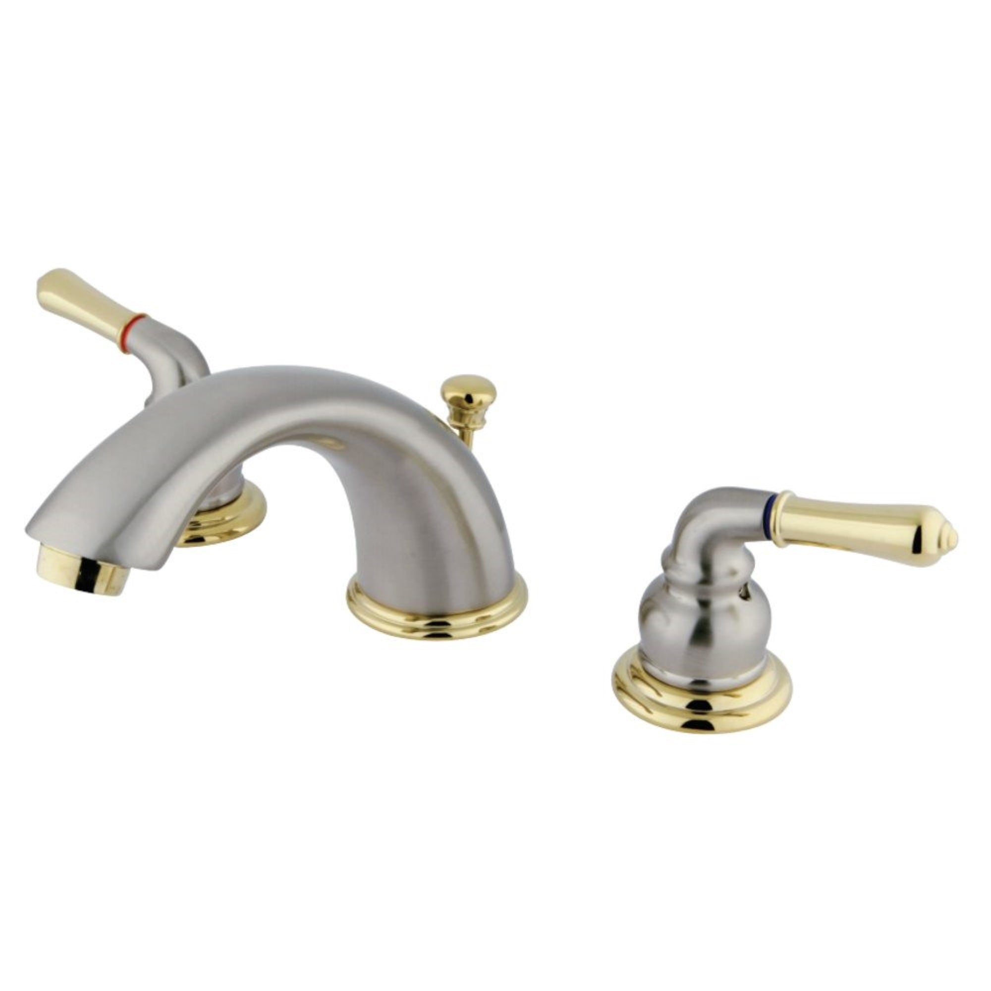 Kingston Brass Gkb969 Widespread Bathroom Faucet, Brushed Nickel/Polished Brass