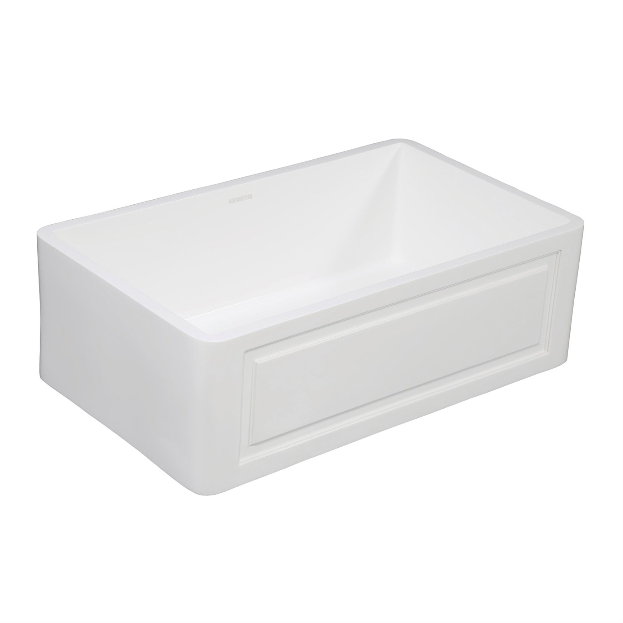 Gourmetier Gkfa331810Ld Solid Surface Matte Stone Apron Front Farmhouse Single Bowl Kitchen Sink, Matte White