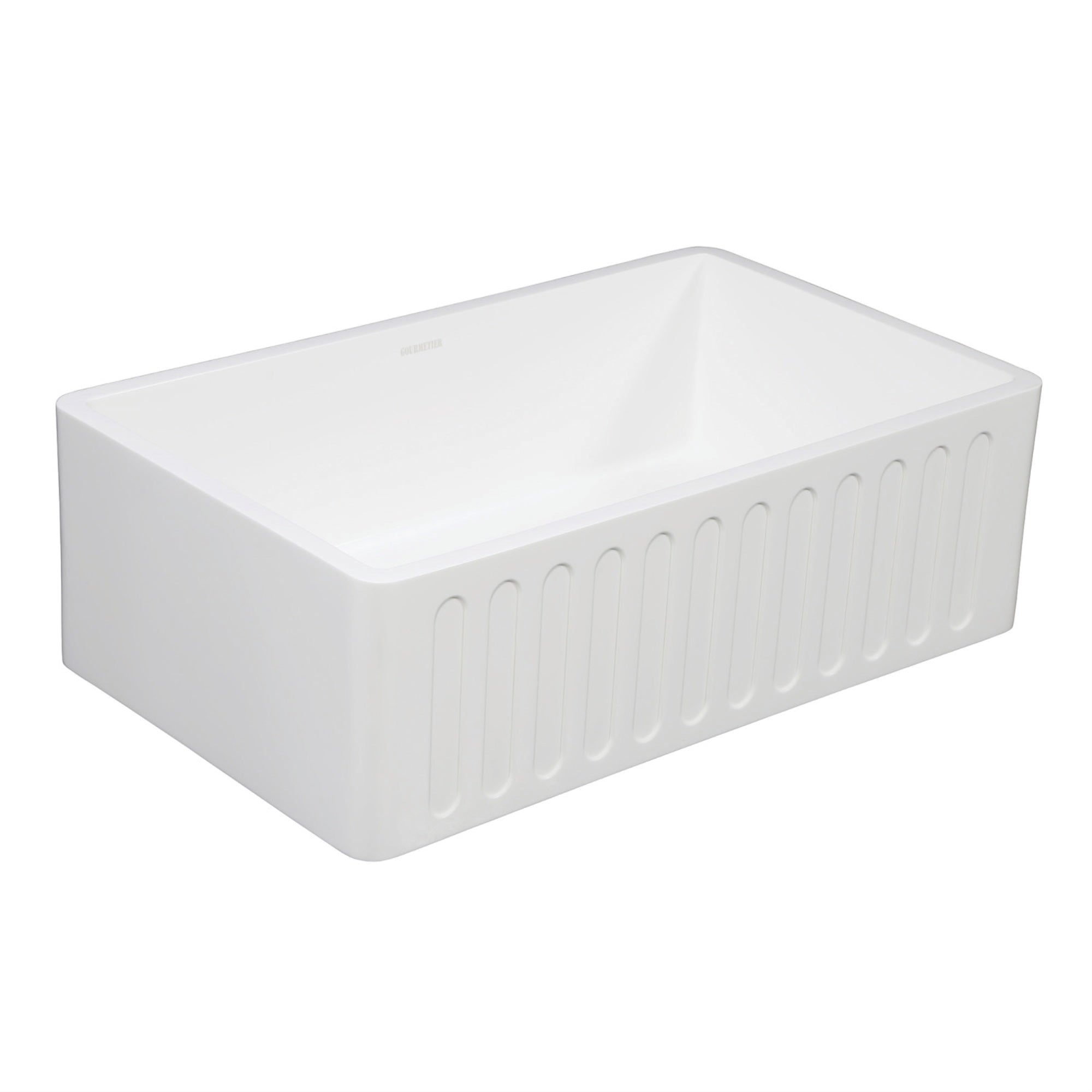Gourmetier Gkfa331810Rm Solid Surface Matte Stone Apron Front Farmhouse Single Bowl Kitchen Sink, Matte White