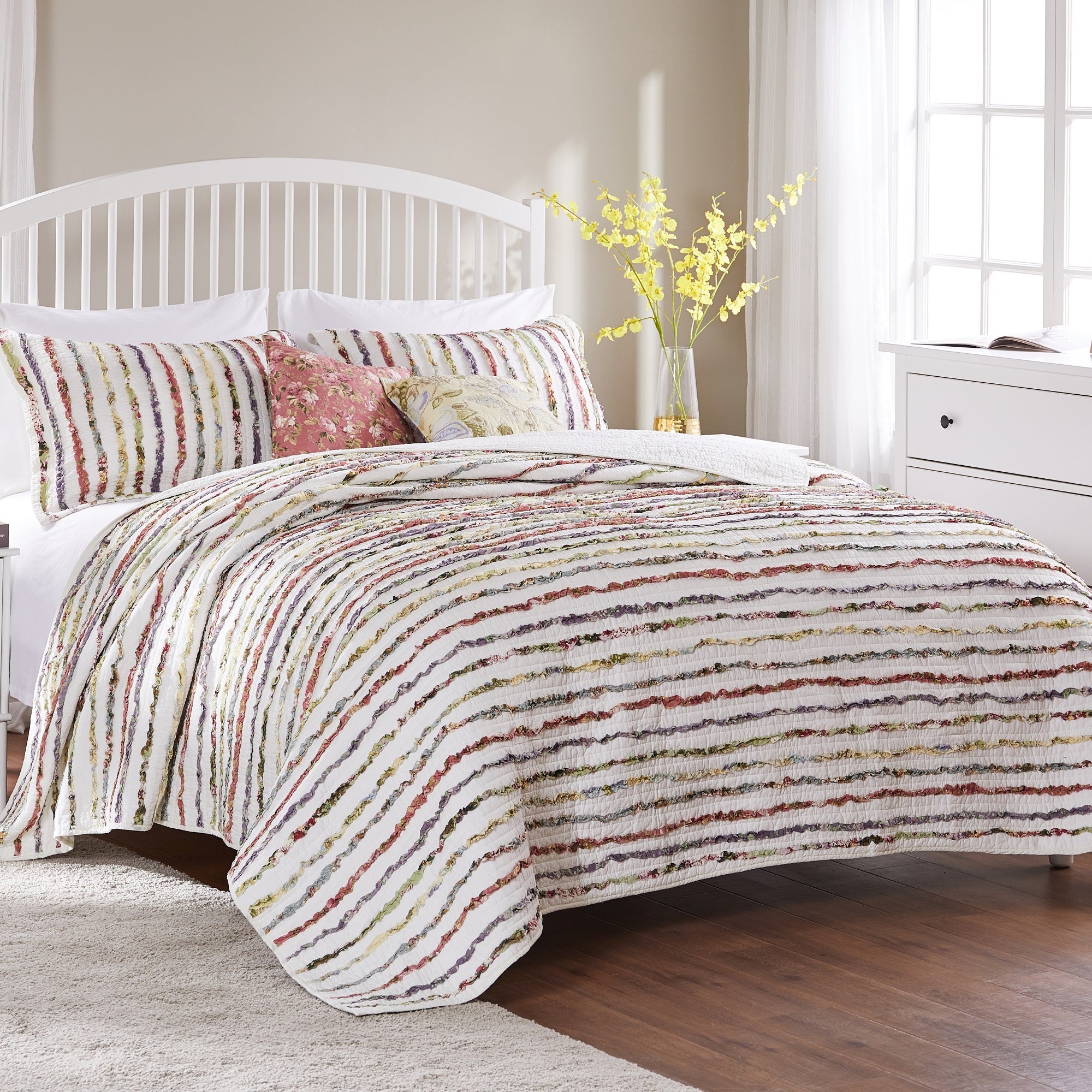 Greenland Home Fashions, Bella Ruffle Bonus Set  King/Cal King, Multi