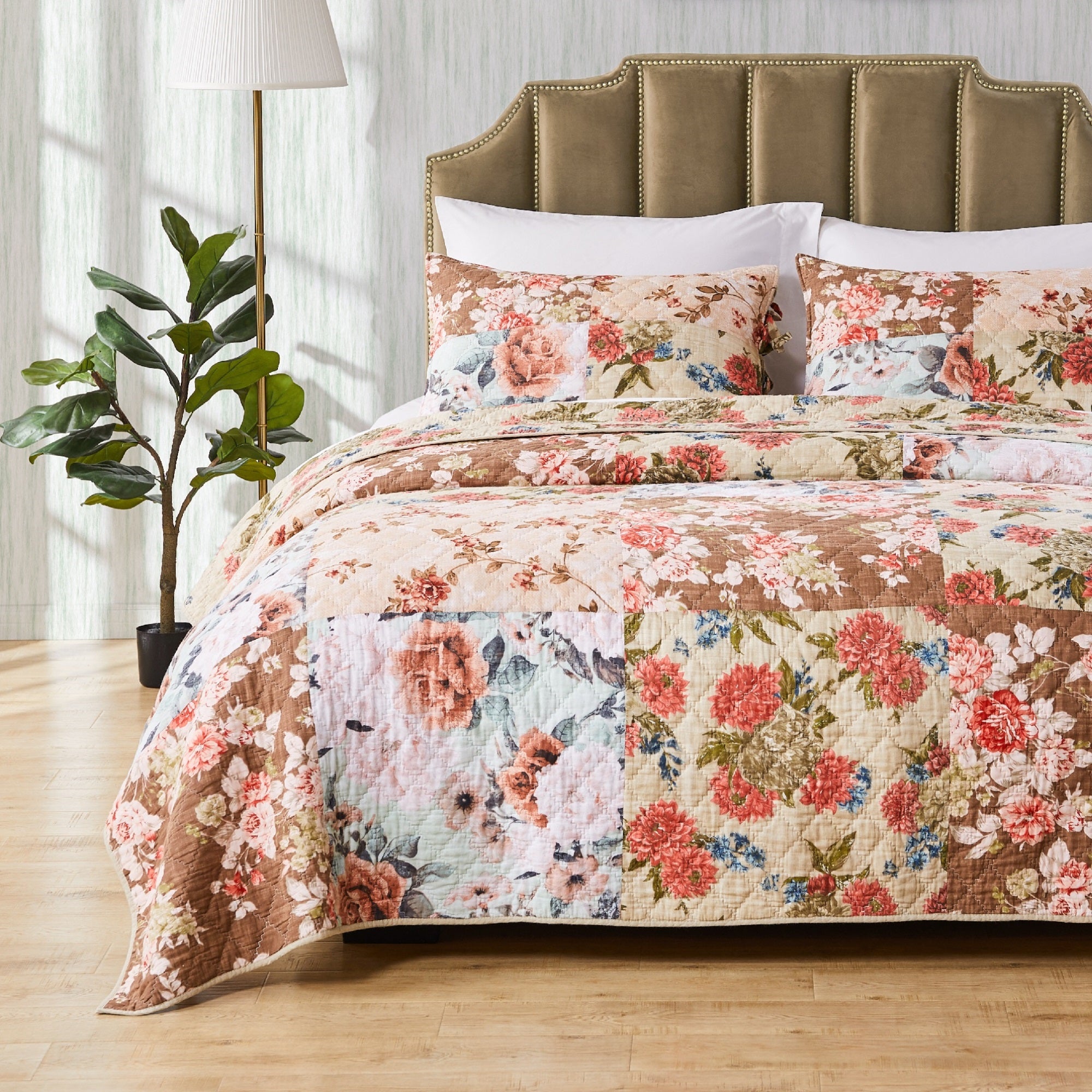 Greenland Home Fashions, Briar Quilt Set 3-Piece Full/Queen, Natural