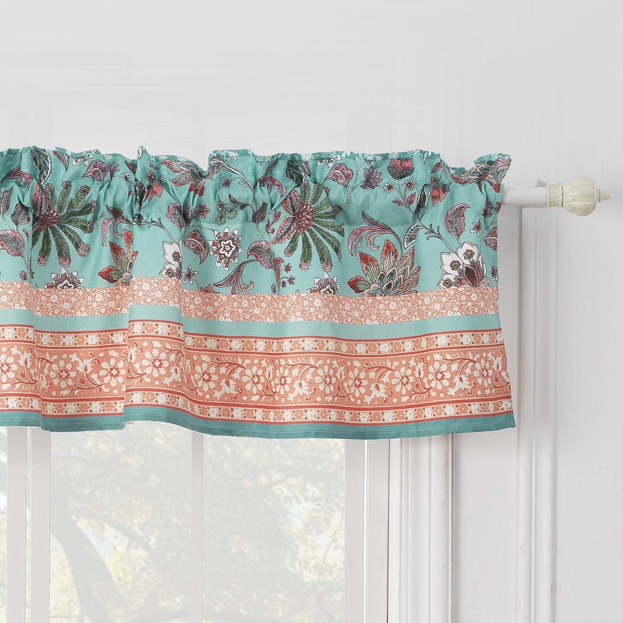 Barefoot Bungalow, Audrey Window Valance, Turquoise