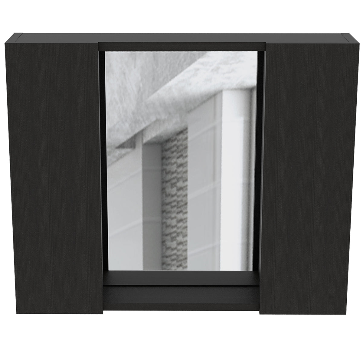 Tuhome Artemisa Medicine Cabinet, Two-Door Cabinet, Mirror, One External Shelf-Black, For Bathroom