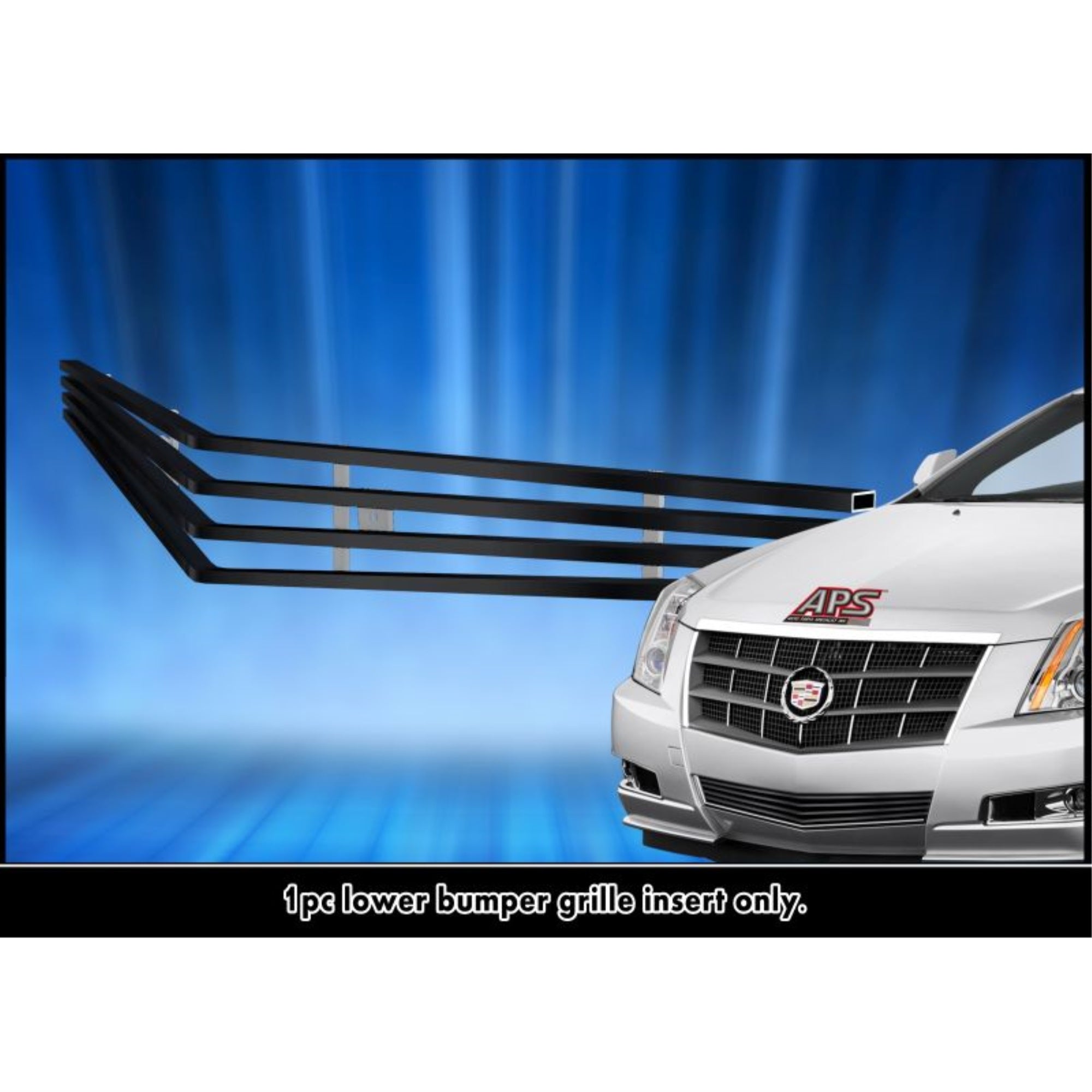 2008-2013 Cadillac Cts (Not For Cts-V) Stainless Steel Black Powder Coated Finish Horizontal Billet Black Stainless Steel Billet Grille