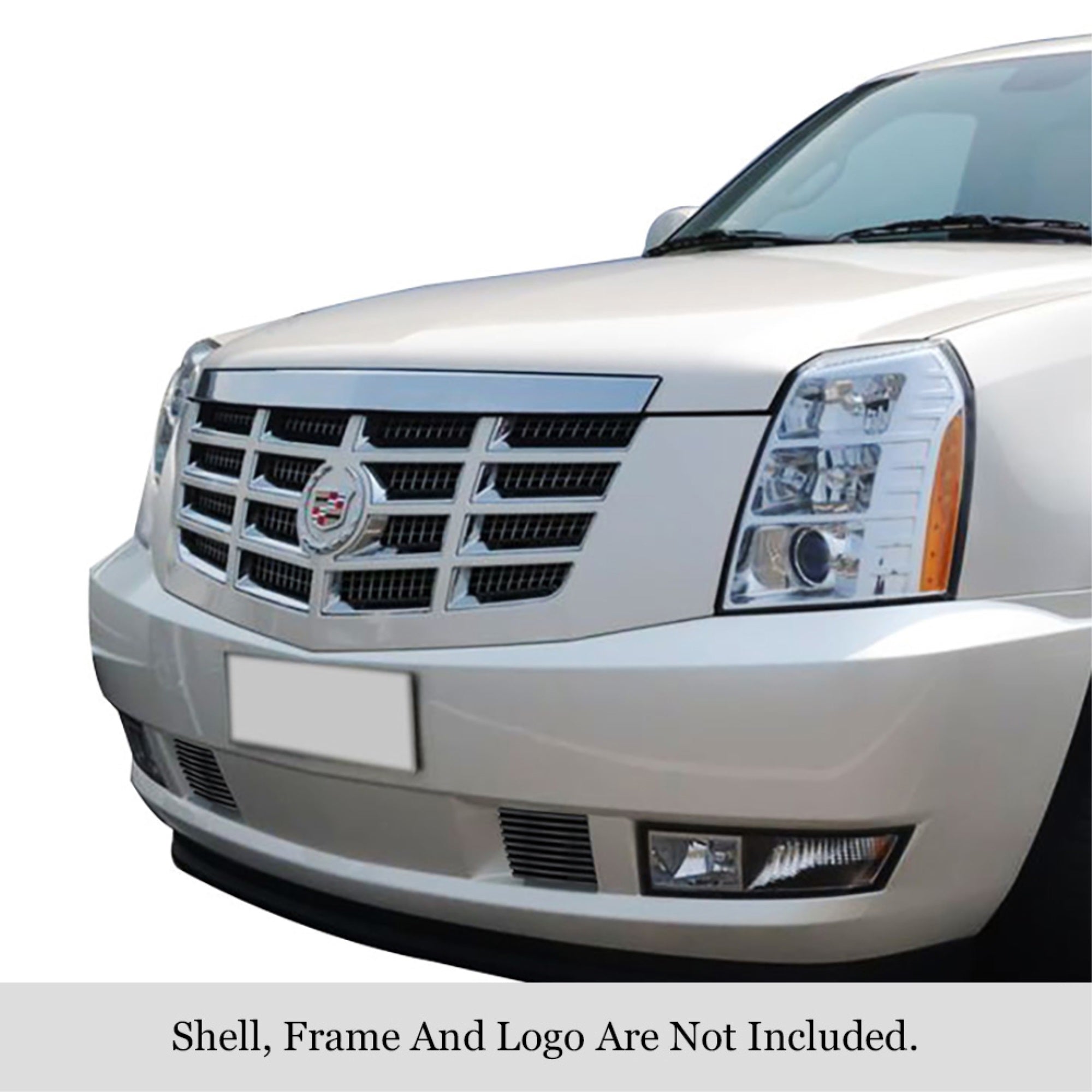 2007-2014 Cadillac Escalade Not Fit Esv Platinum And Hybrid Models Without Tow Hook Stainless Steel Black Powder Coated Finish 8X6 Horizontal Billet Black Stainless Steel Billet Grille