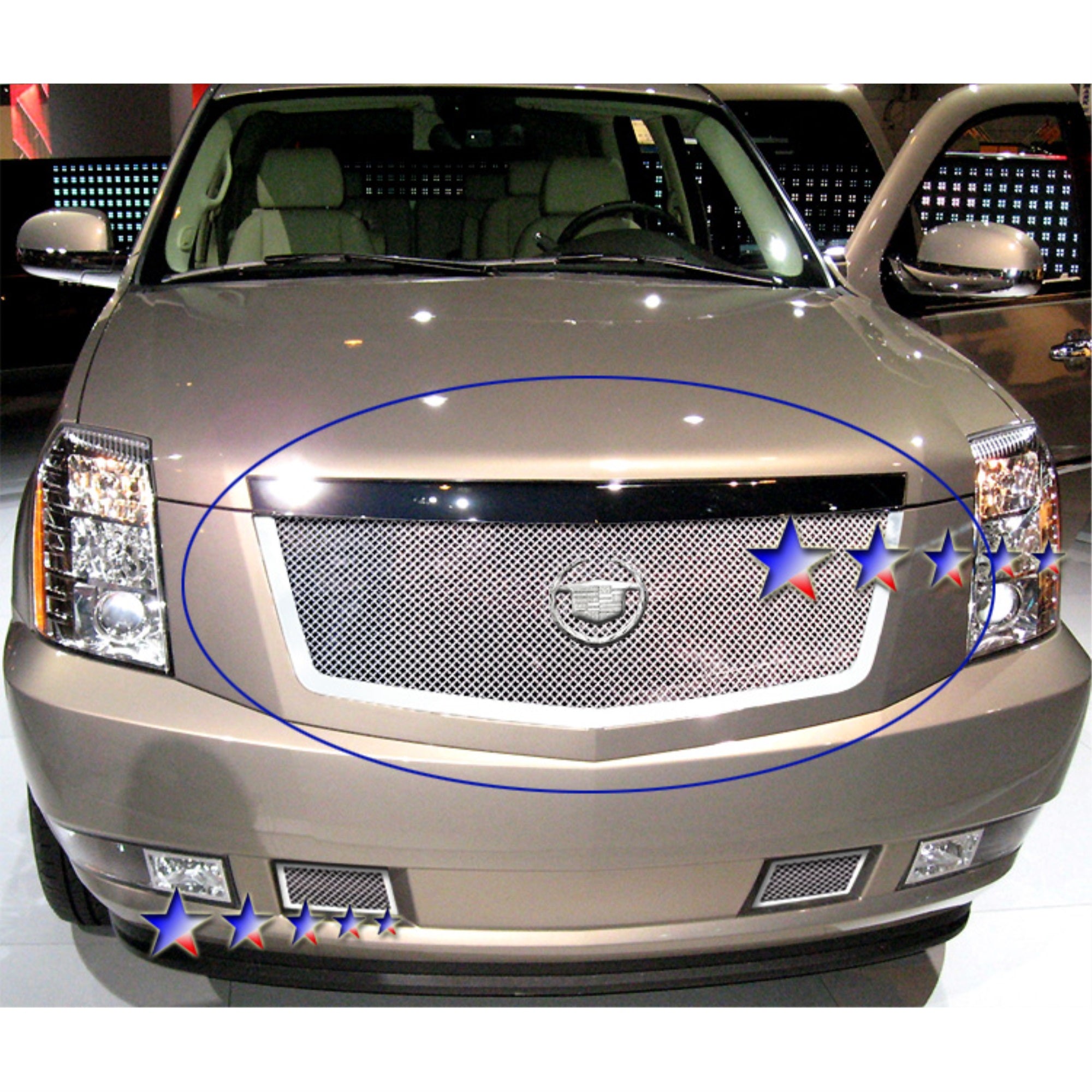 2007-2014 Cadillac Escalade Not Fit Platinum And Hybrid Models Stainless Steel Polished Finish 1.8 Mm Wire Mesh Mesh Grille