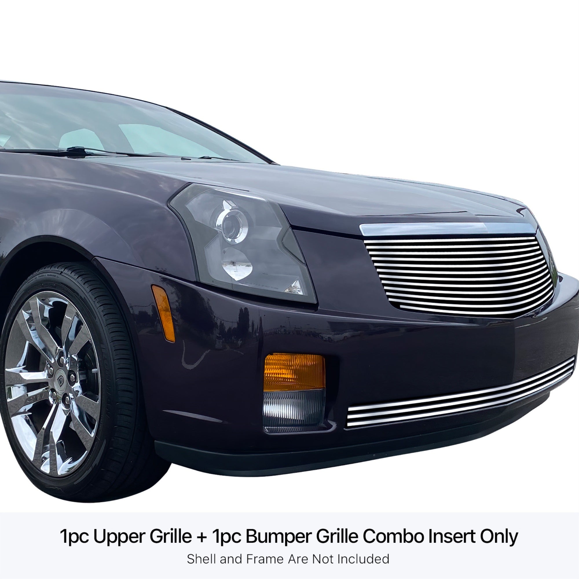 Stainless Steel Main Upper + Lower Bumper Stainless Steel Billet Grille 2003-2007 Cadillac CTS