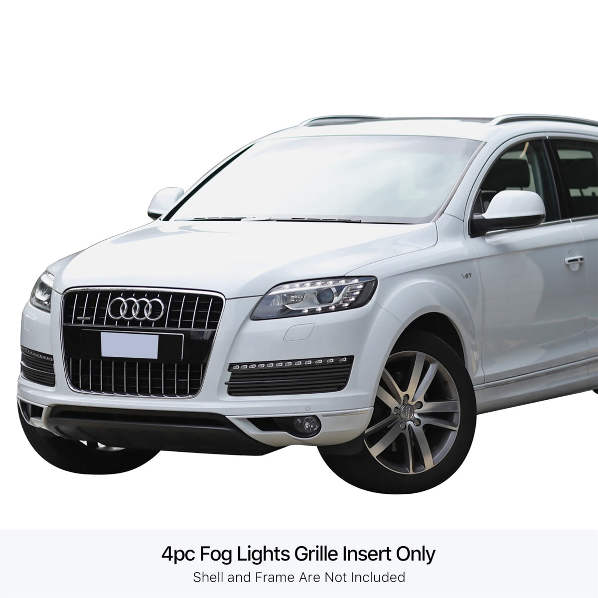 Stainless Steel Fog Light Cover Black Stainless Steel Billet Grille 2007-2015 Audi Q7 Not For Honeycomb Style