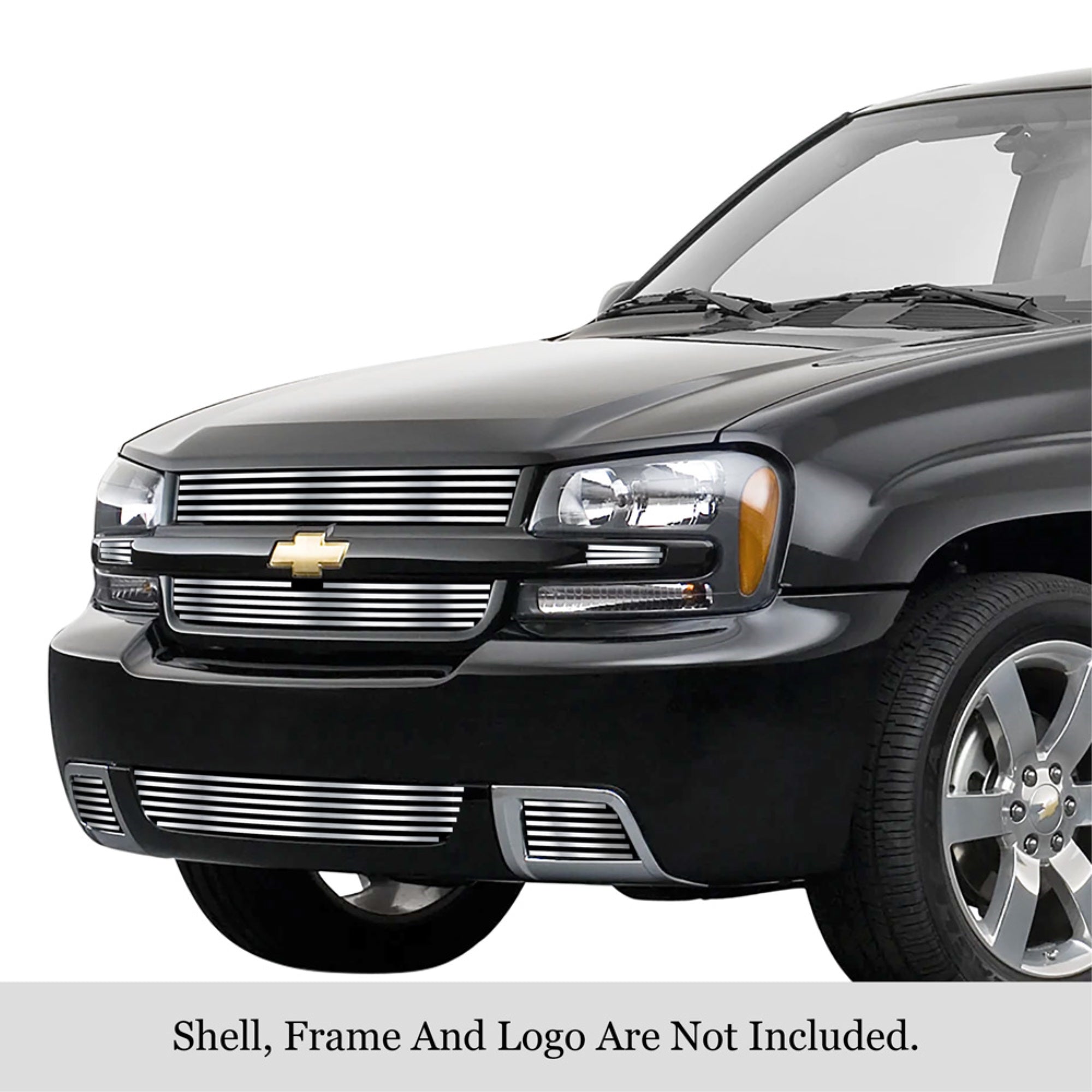 2006-2009 Chevy Trailblazer Ss Stainless Steel Silver Hairline Finish Finish 8X6 Horizontal Billet Stainless Steel Billet Grille