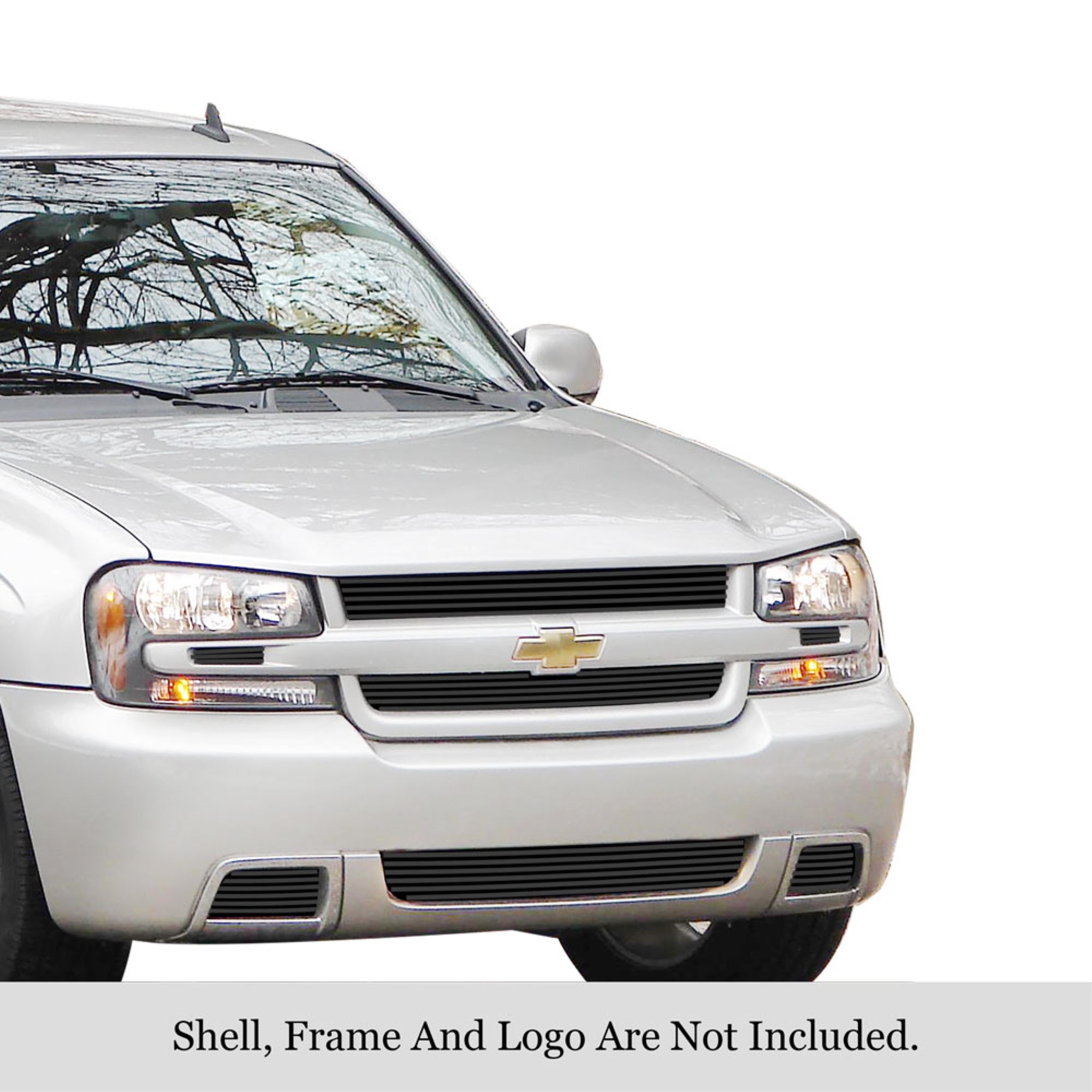 2006-2009 Chevy Trailblazer Ss Stainless Steel Black Powder Coated Finish 8X6 Horizontal Billet Black Stainless Steel Billet Grille