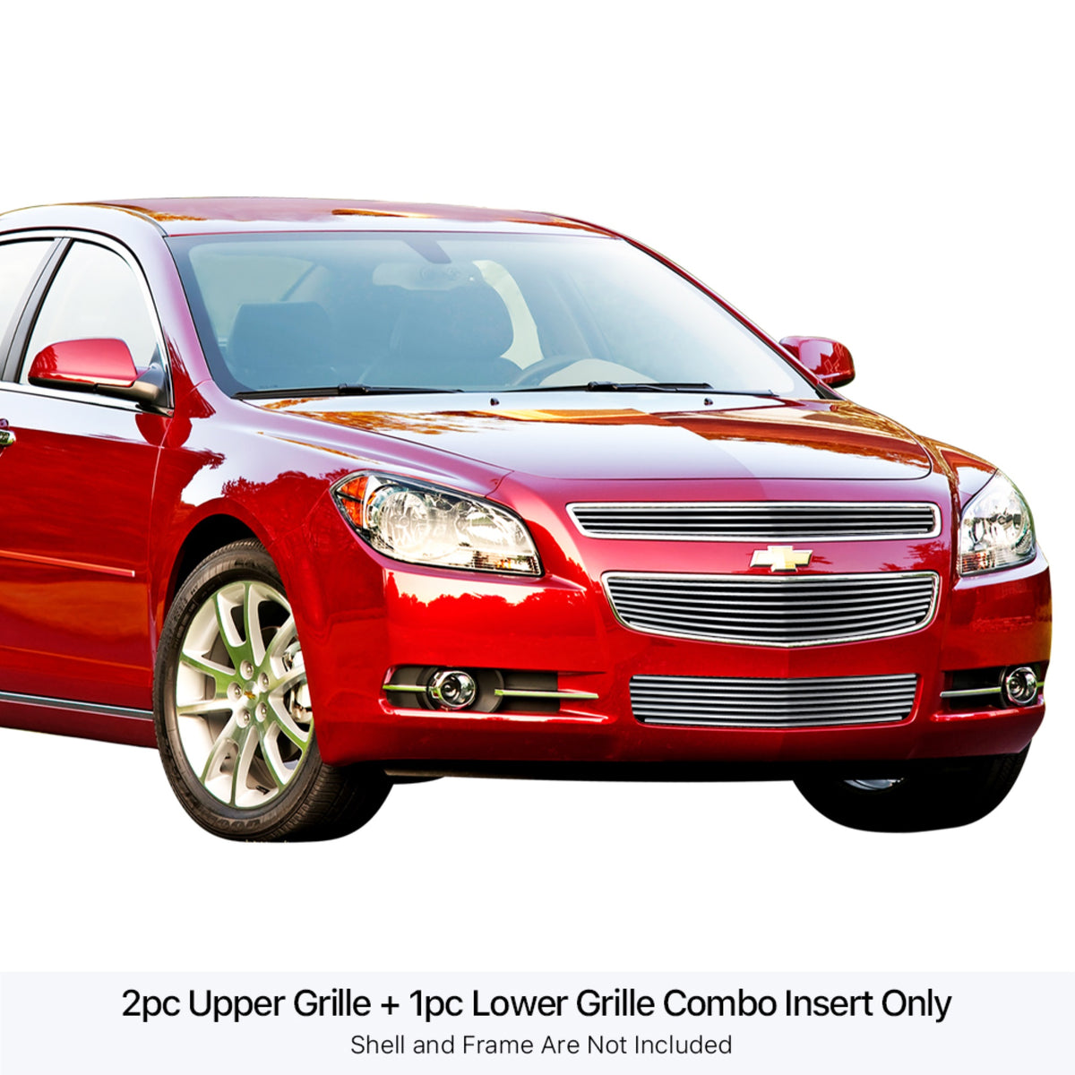 2008-2012 Chevy Malibu Stainless Steel Silver Hairline Finish Finish Horizontal Billet Stainless Steel Billet Grille