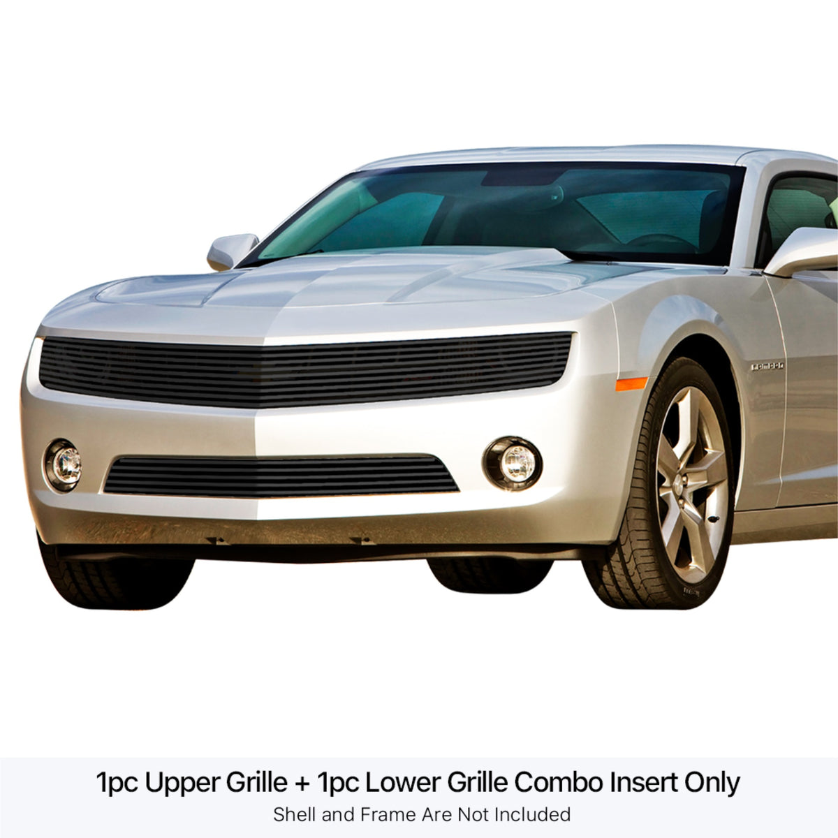 2010-2013 Chevy Camaro Lt V6/2010-2013 Chevy Camaro Ls V6 Stainless Steel Black Powder Coated Finish Horizontal Billet Black Stainless Steel Billet Grille