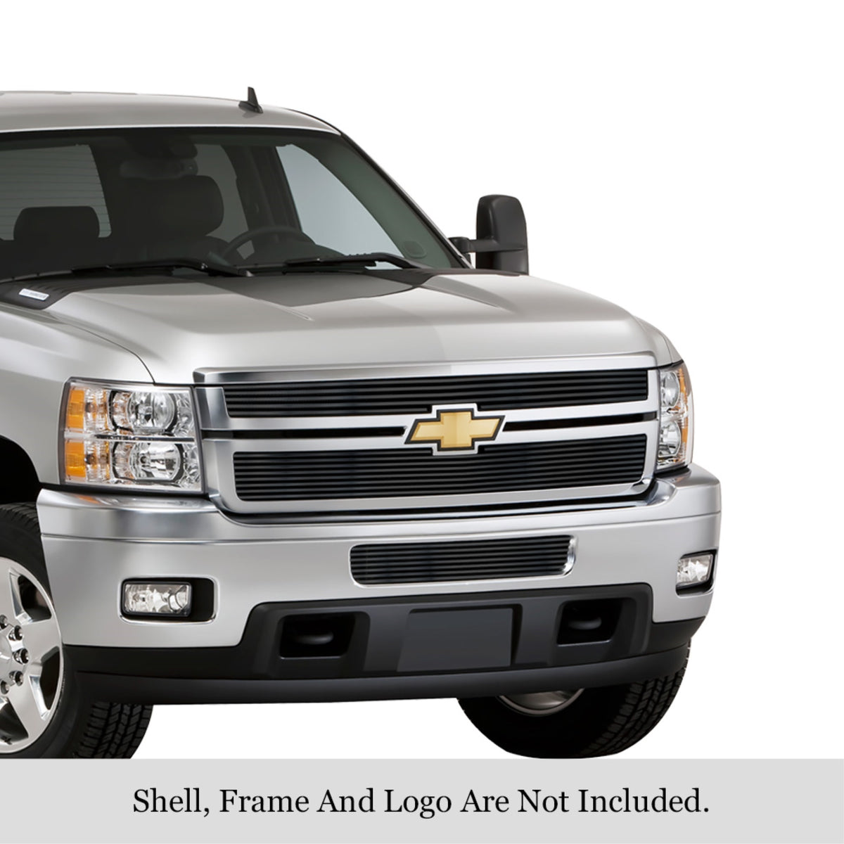2011-2014 Chevy Silverado 2500 Hd /2011-2014 Chevy Silverado 3500 Hd Stainless Steel Black Powder Coated Finish 8X6 Horizontal Billet Black Stainless Steel Billet Grille
