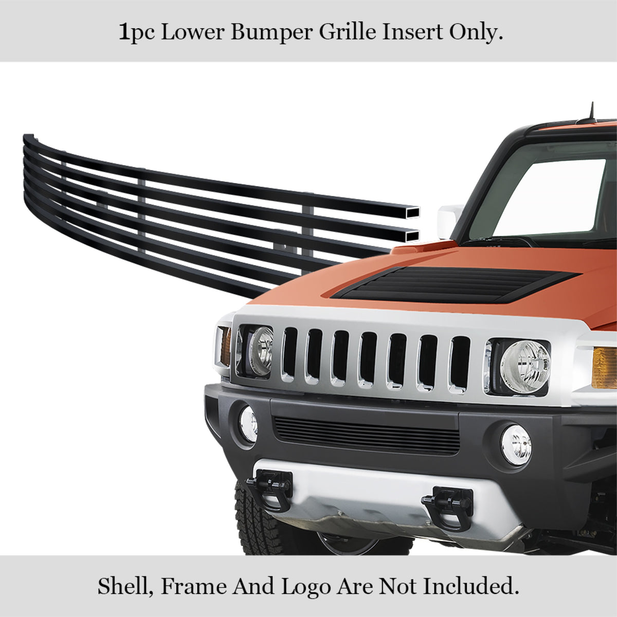 2006-2010 Hummer H3 Stainless Steel Black Powder Coated Finish Vertical Billet Black Stainless Steel Billet Grille