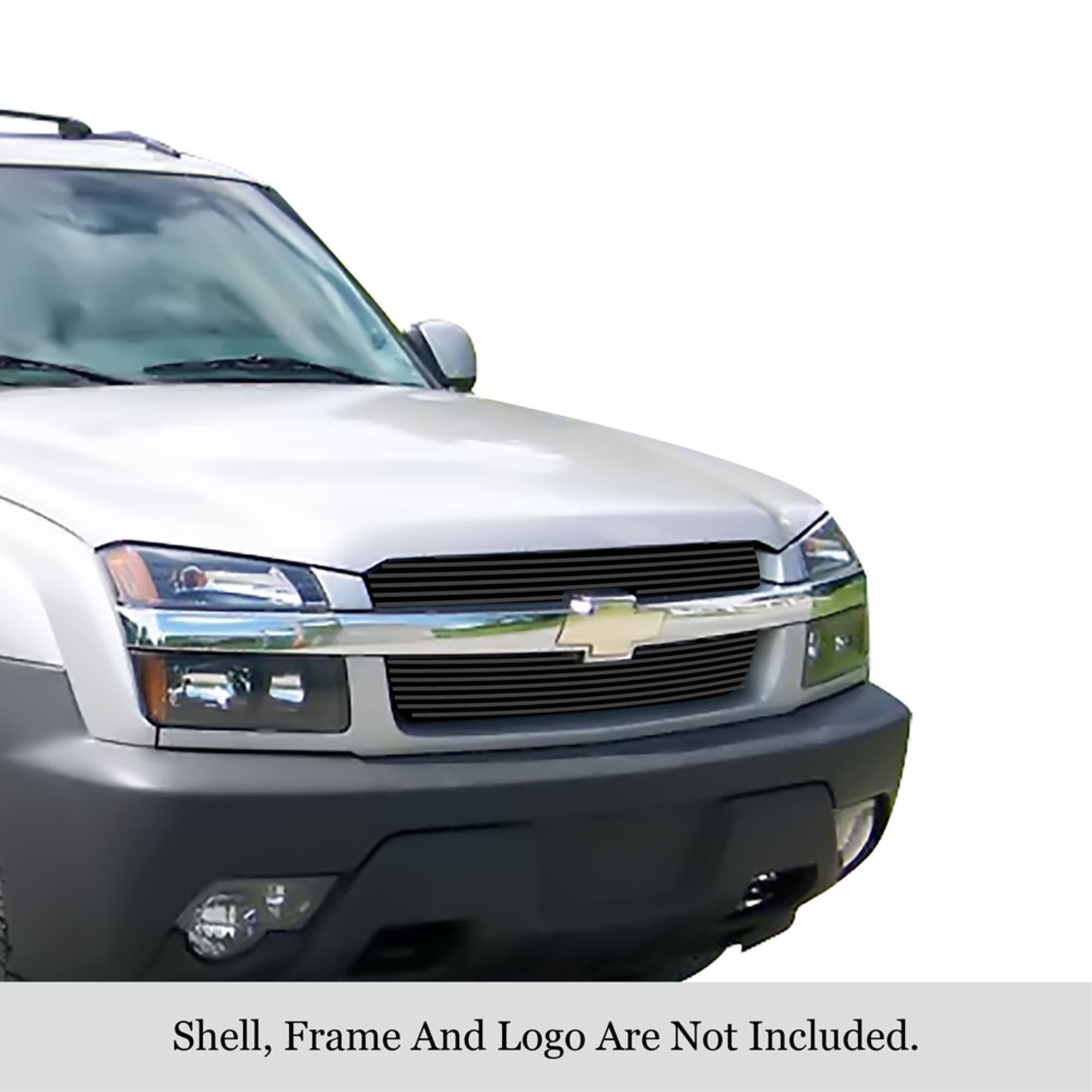 2001-2006 Chevy Avalanche  With Body Cladding Stainless Steel Black Powder Coated Finish 8X6 Horizontal Billet Black Stainless Steel Billet Grille