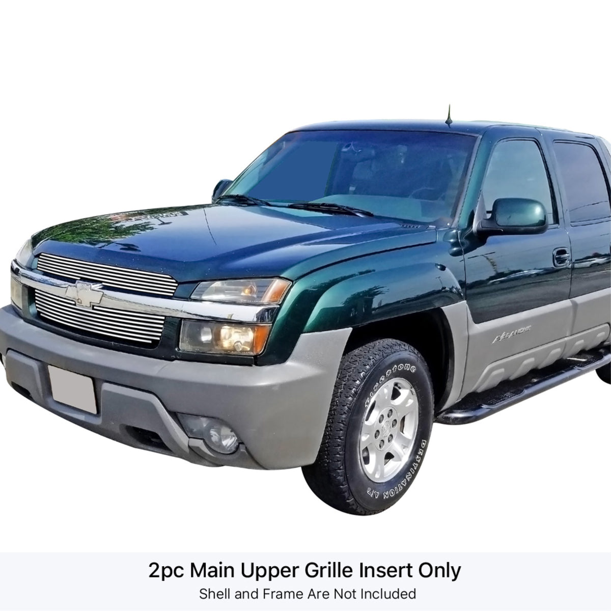 2001-2006 Chevy Avalanche  With Body Cladding Stainless Steel Polished Finish 8X6 Horizontal Billet Stainless Steel Billet Grille