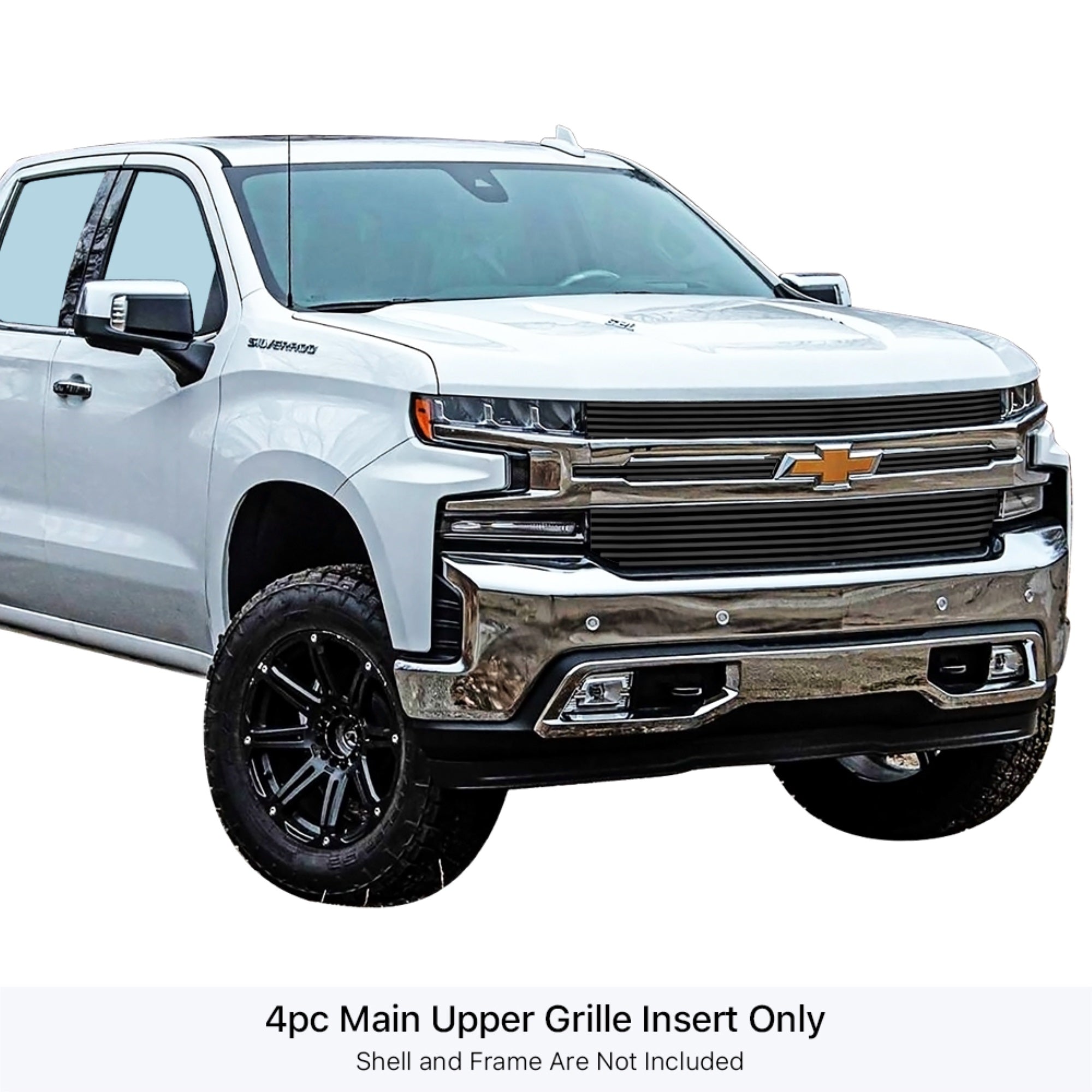 2019-2022 Chevy Silverado 1500 Rst/Lt/Lt Trail Boss (Excl. 2019 Silverado 1500 Ld/Classic Style) Stainless Steel Black Powder Coated Finish 8X6 Horizontal Billet Black Stainless Steel Billet Grille