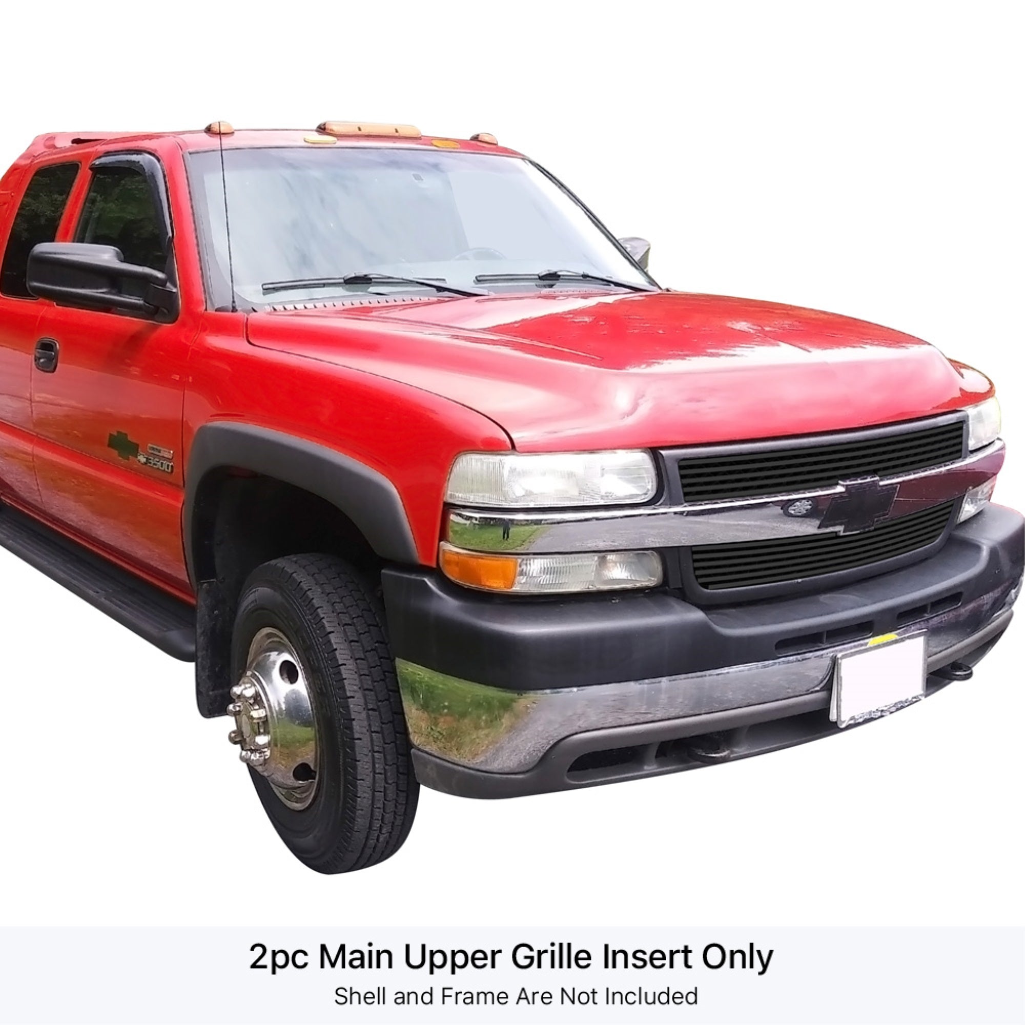 2001-2002 Chevy Silverado 2500 /2001-2002 Chevy Silverado 3500 Stainless Steel Black Powder Coated Finish 8X6 Horizontal Billet Black Stainless Steel Billet Grille