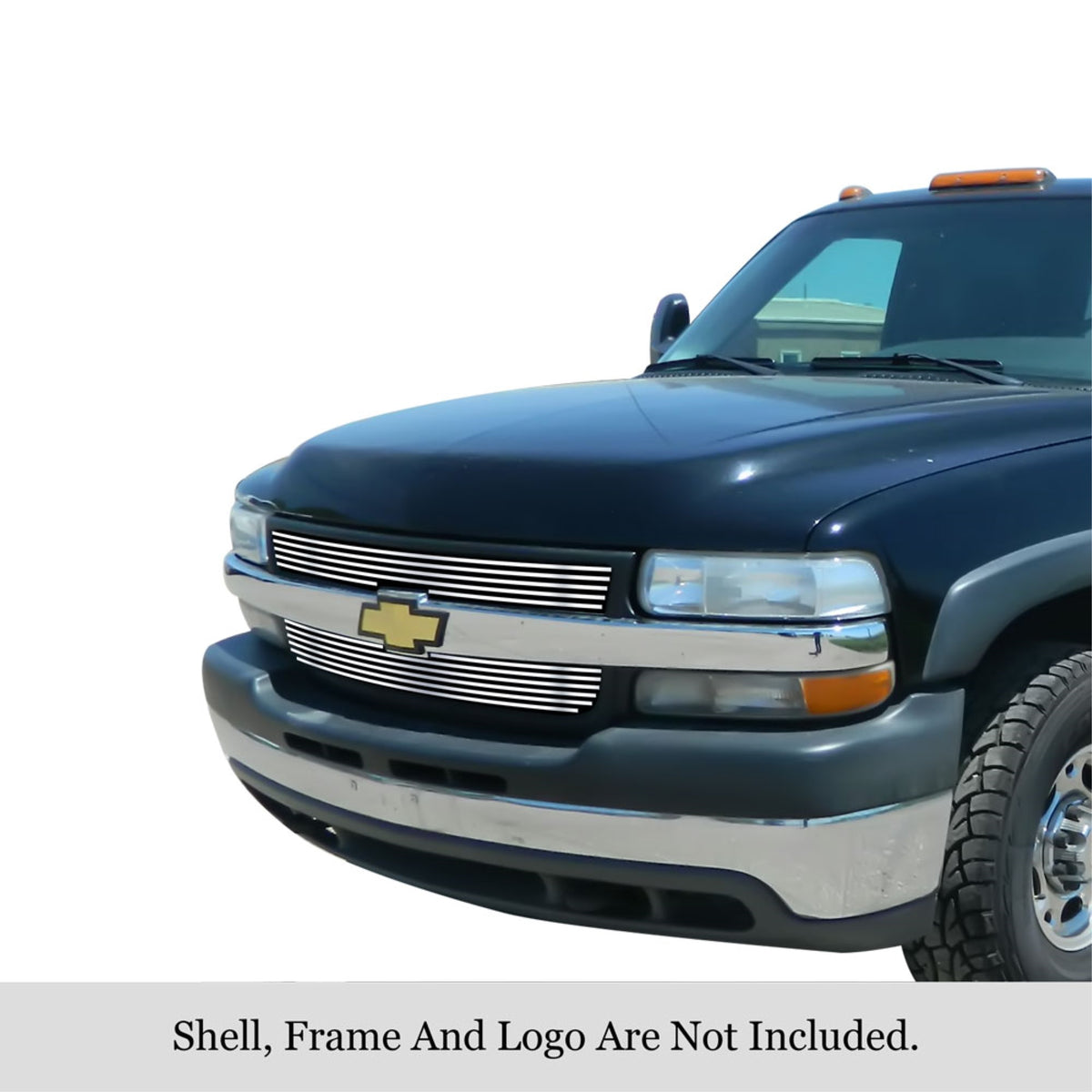 2001-2002 Chevy Silverado 2500 /2001-2002 Chevy Silverado 3500 304 Stainless Steel Polished Finish 8X6 Horizontal Billet Stainless Steel Billet Grille