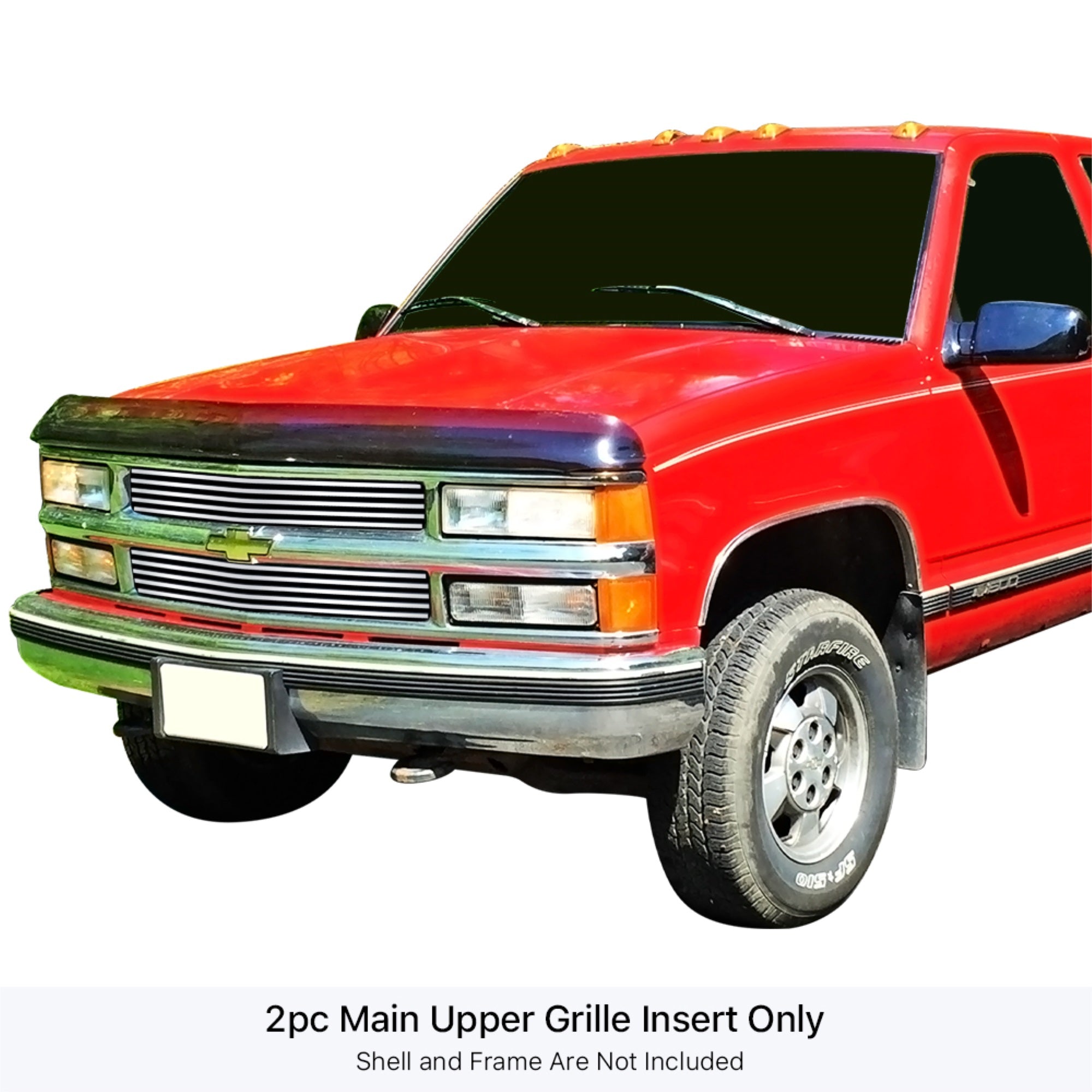 1994-1999 Chevy Blazer Not For S-10/1994-1999 Chevy C/K Pickup Not For C2500 Single Light/1994-1999 Chevy Suburban /1994-1999 Chevy Tahoe 304 Stainless Steel Polished Finish 8X6 Horizontal Billet Stainless Steel Billet Grille