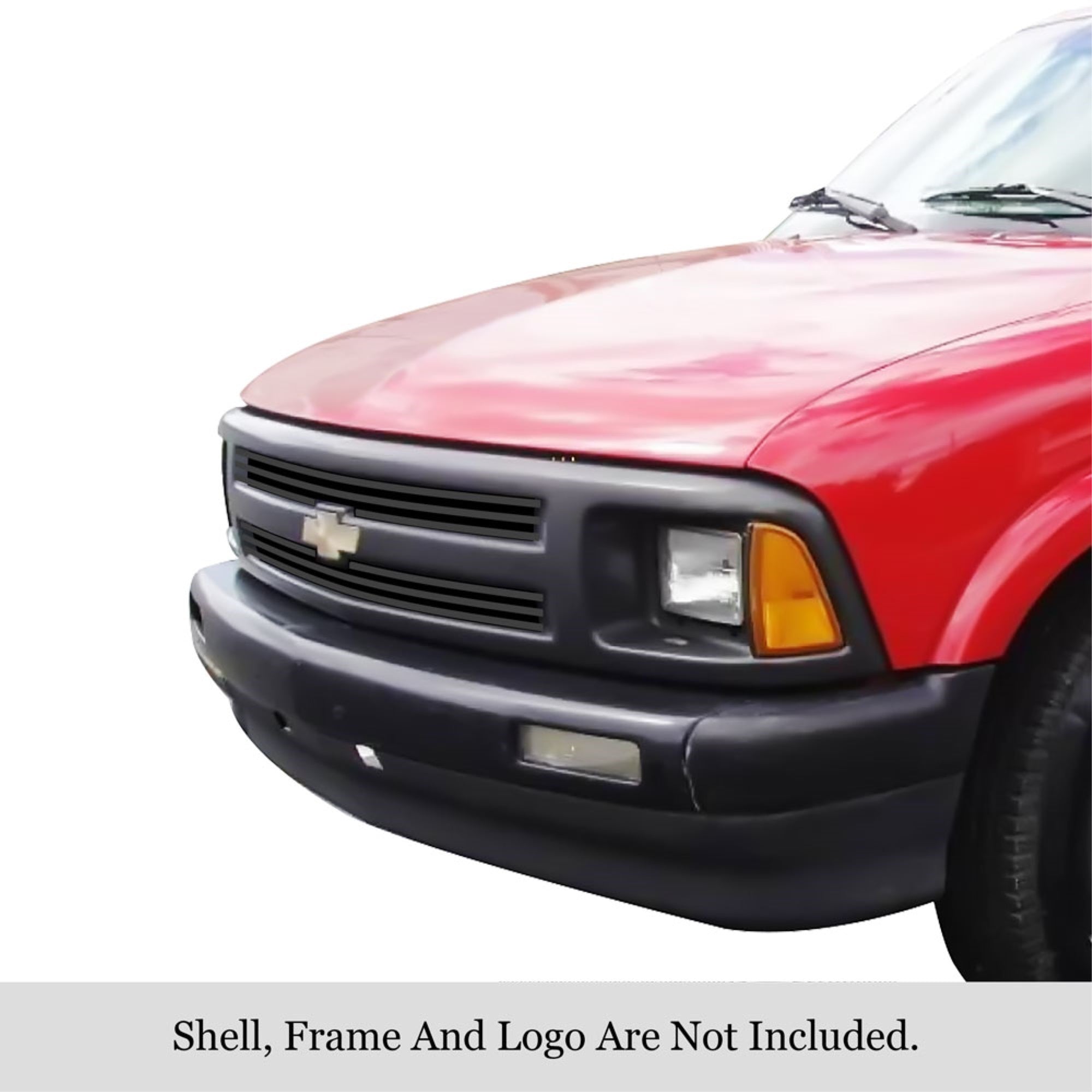 1994-1997 Chevy S-10 /1994-1997 Chevy S-10 Blazer Fit 2 Door Only Stainless Steel Black Powder Coated Finish 8X6 Horizontal Billet Black Stainless Steel Billet Grille