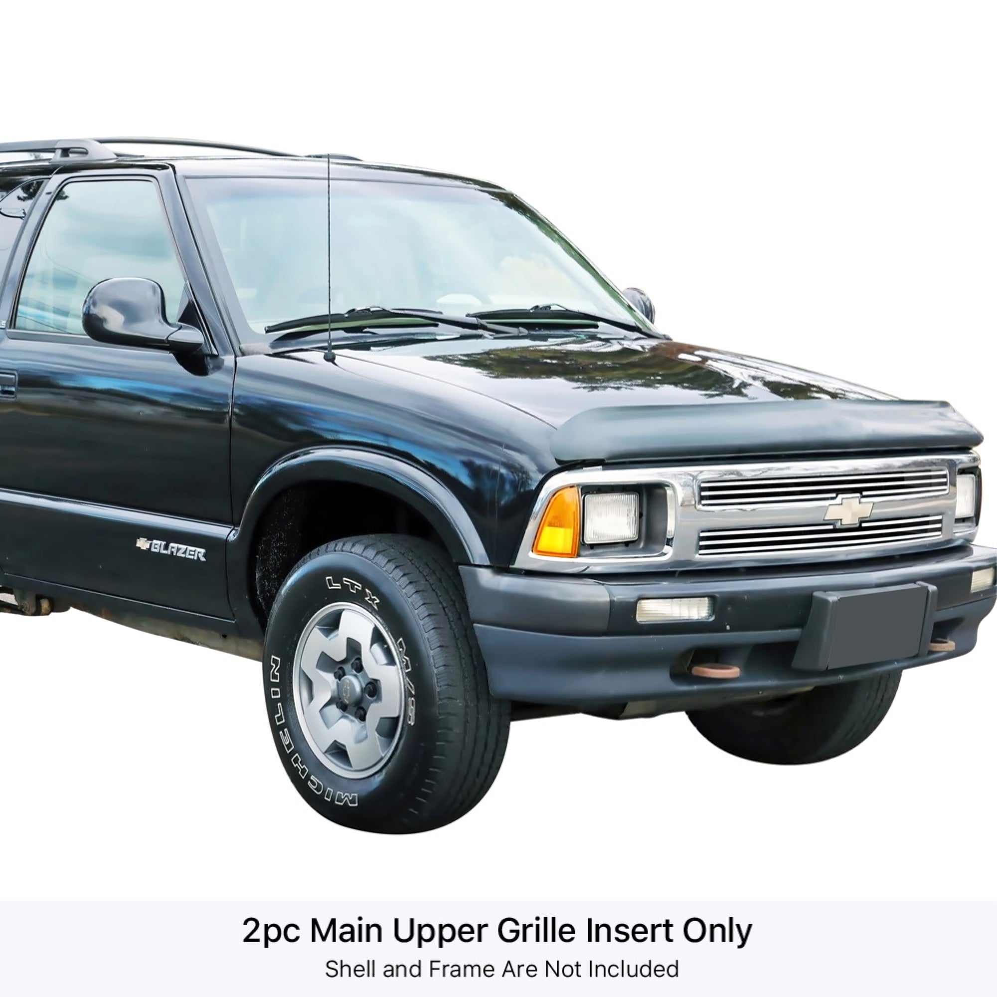 1994-1997 Chevy S-10 /1994-1997 Chevy S-10 Blazer Fit 2 Door Only 304 Stainless Steel Polished Finish 8X6 Horizontal Billet Stainless Steel Billet Grille