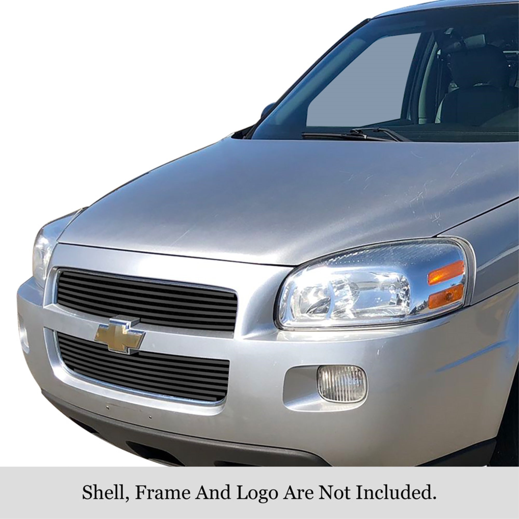 2005-2008 Chevy Uplander Stainless Steel Black Powder Coated Finish 8X6 Horizontal Billet Black Stainless Steel Billet Grille