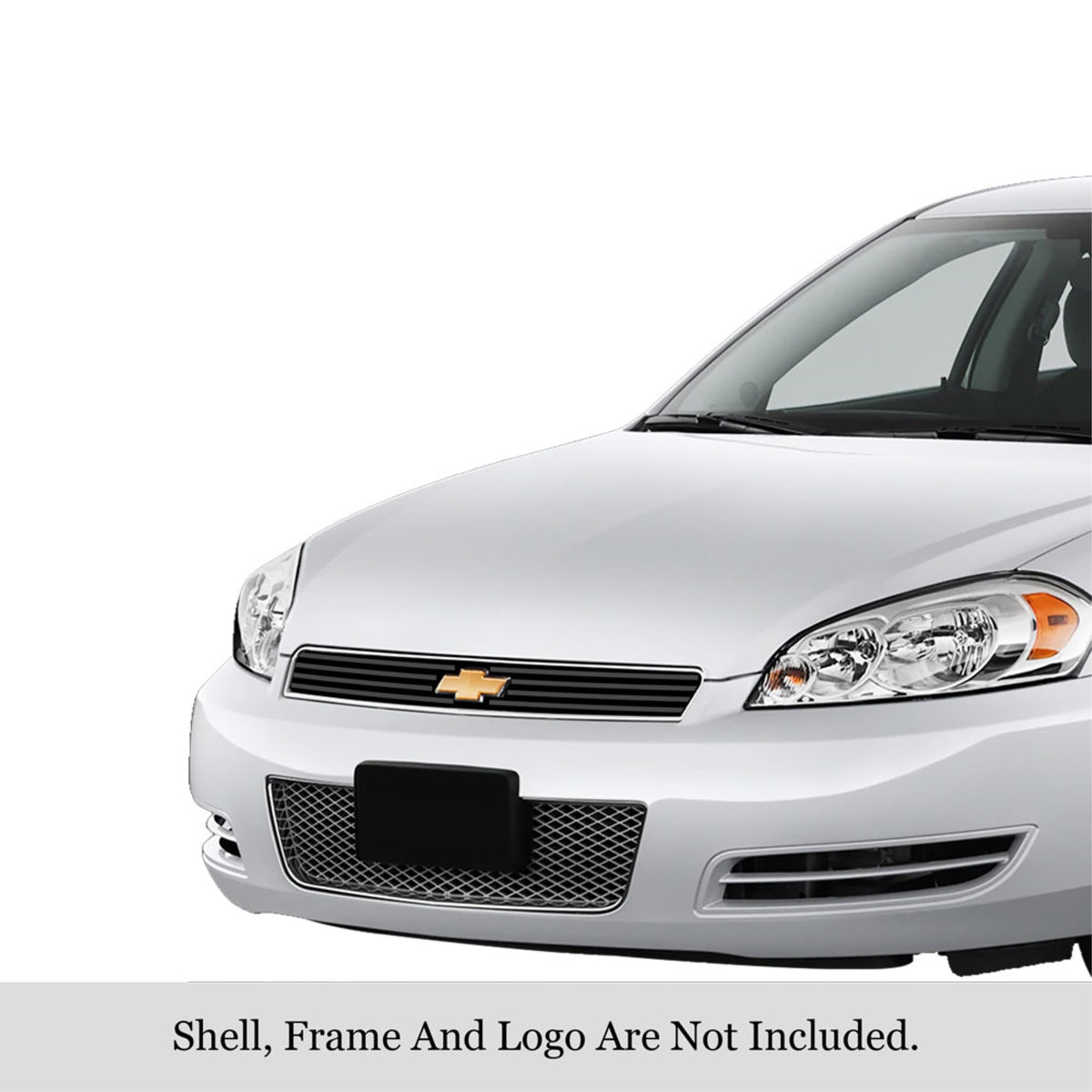 2006-2013 Chevy Impala /2006-2007 Chevy Monte Carlo /2014-2016 Chevy Impala Limited Model Only Stainless Steel Black Powder Coated Finish 8X6 Horizontal Billet Black Stainless Steel Billet Grille