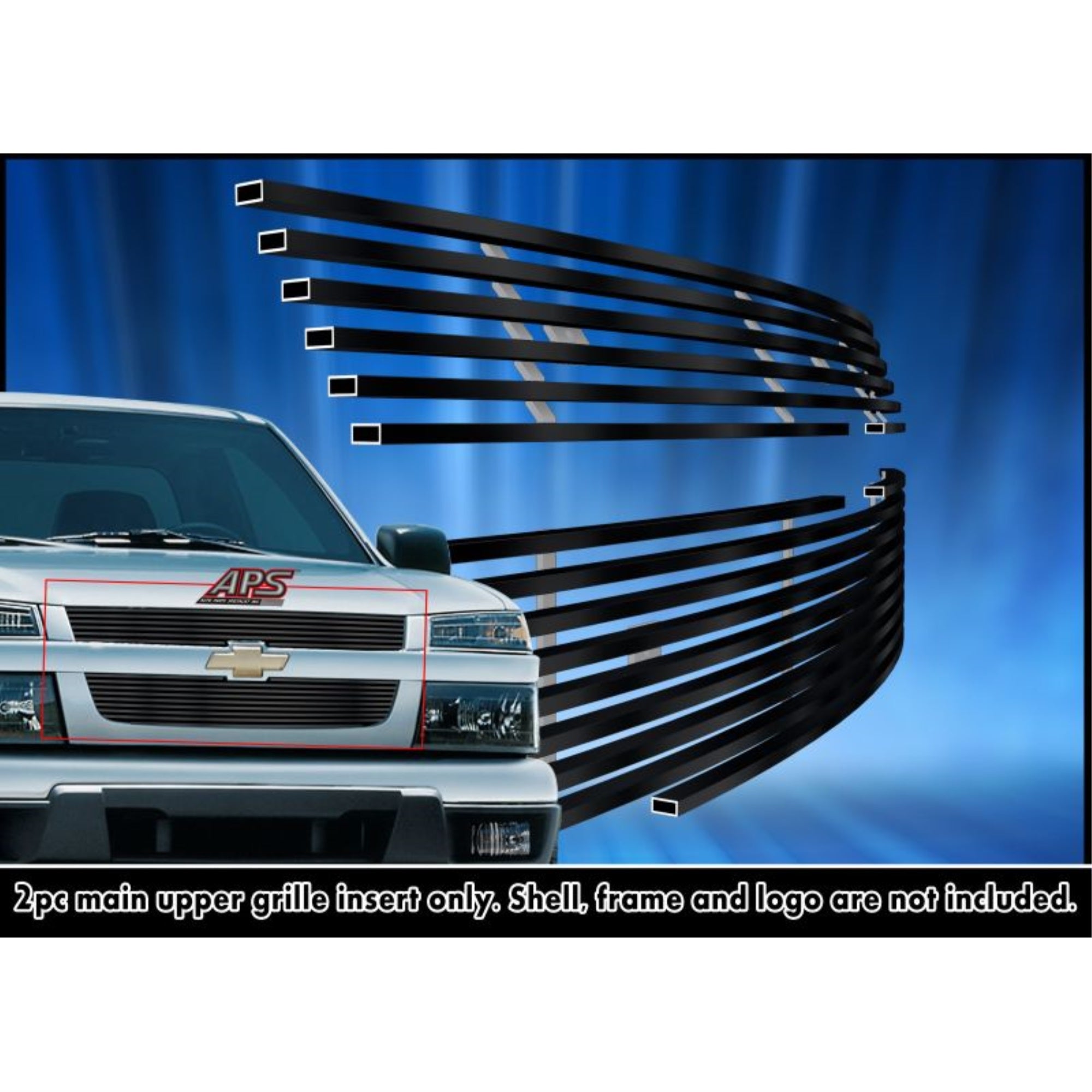 2004-2012 Chevy Colorado Not For Extreme Stainless Steel Black Powder Coated Finish 8X6 Horizontal Billet Black Stainless Steel Billet Grille