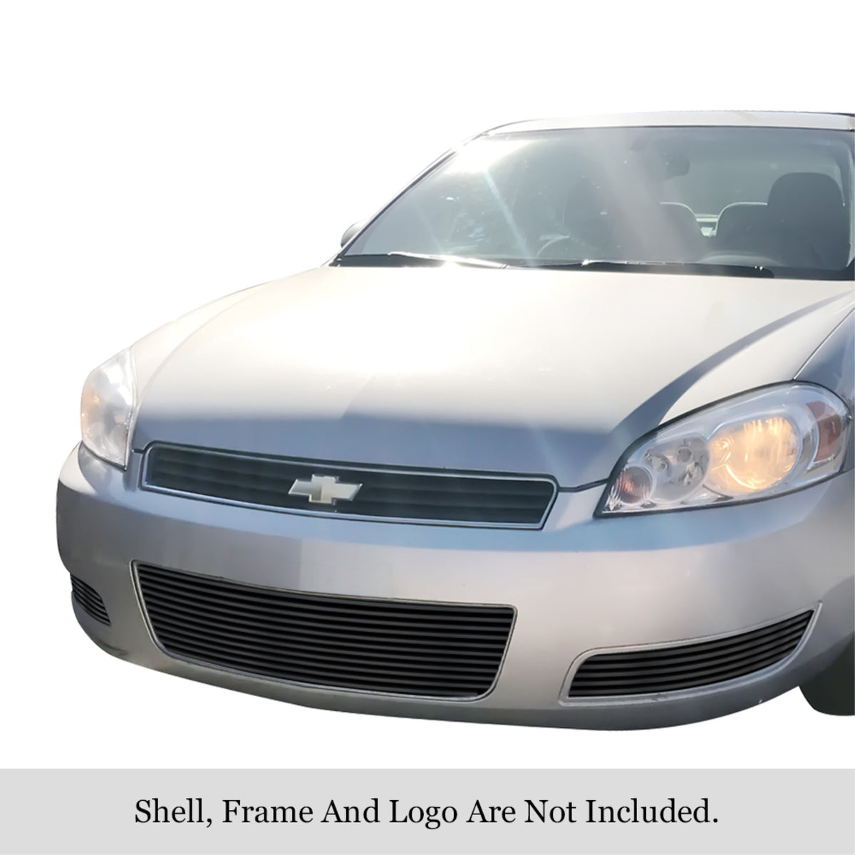 2006-2013 Chevy Impala Ls Without Fog Light/2006-2013 Chevy Impala Lt Without Fog Light Stainless Steel Black Powder Coated Finish 8X6 Horizontal Billet Black Stainless Steel Billet Grille