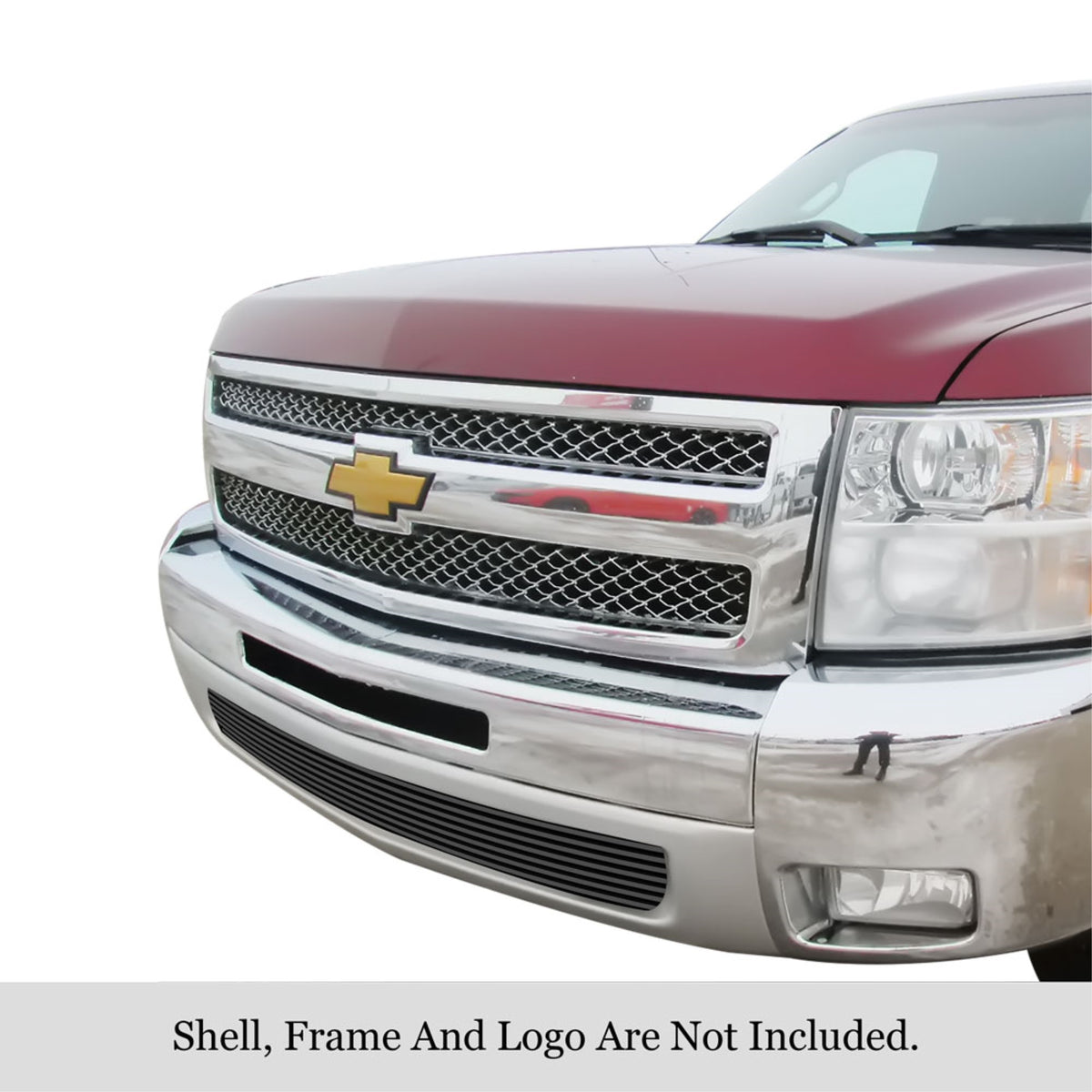 2007-2013 Chevy Silverado 1500 Stainless Steel Black Powder Coated Finish 8X6 Horizontal Billet Black Stainless Steel Billet Grille
