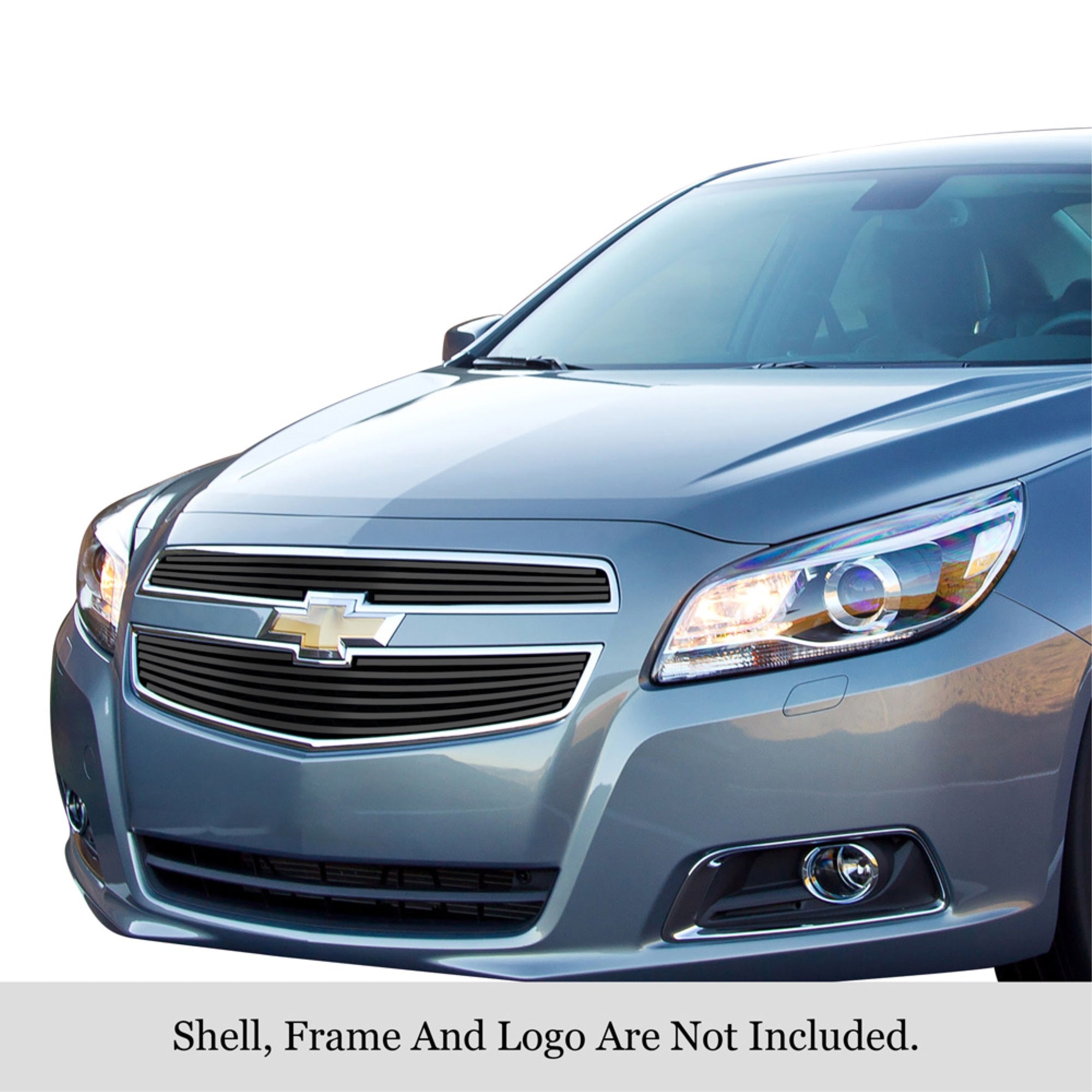 2013-2013 Chevy Malibu Stainless Steel Black Powder Coated Finish 8X6 Horizontal Billet Black Stainless Steel Billet Grille