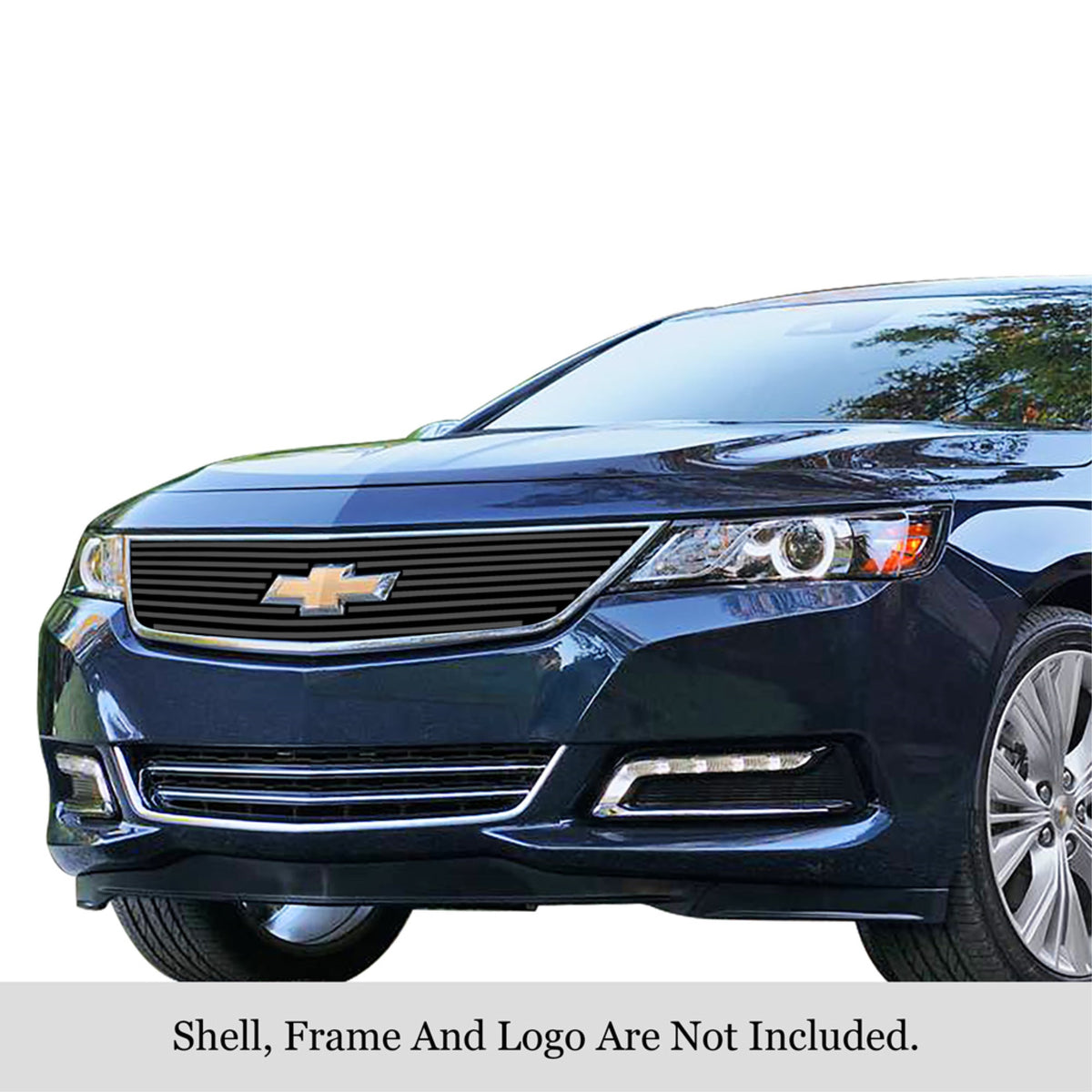 2014-2020 Chevy Impala Logo Show (Not For 2014-2016 Chevy Impala Limited) Stainless Steel Black Powder Coated Finish 8X6 Horizontal Billet Black Stainless Steel Billet Grille