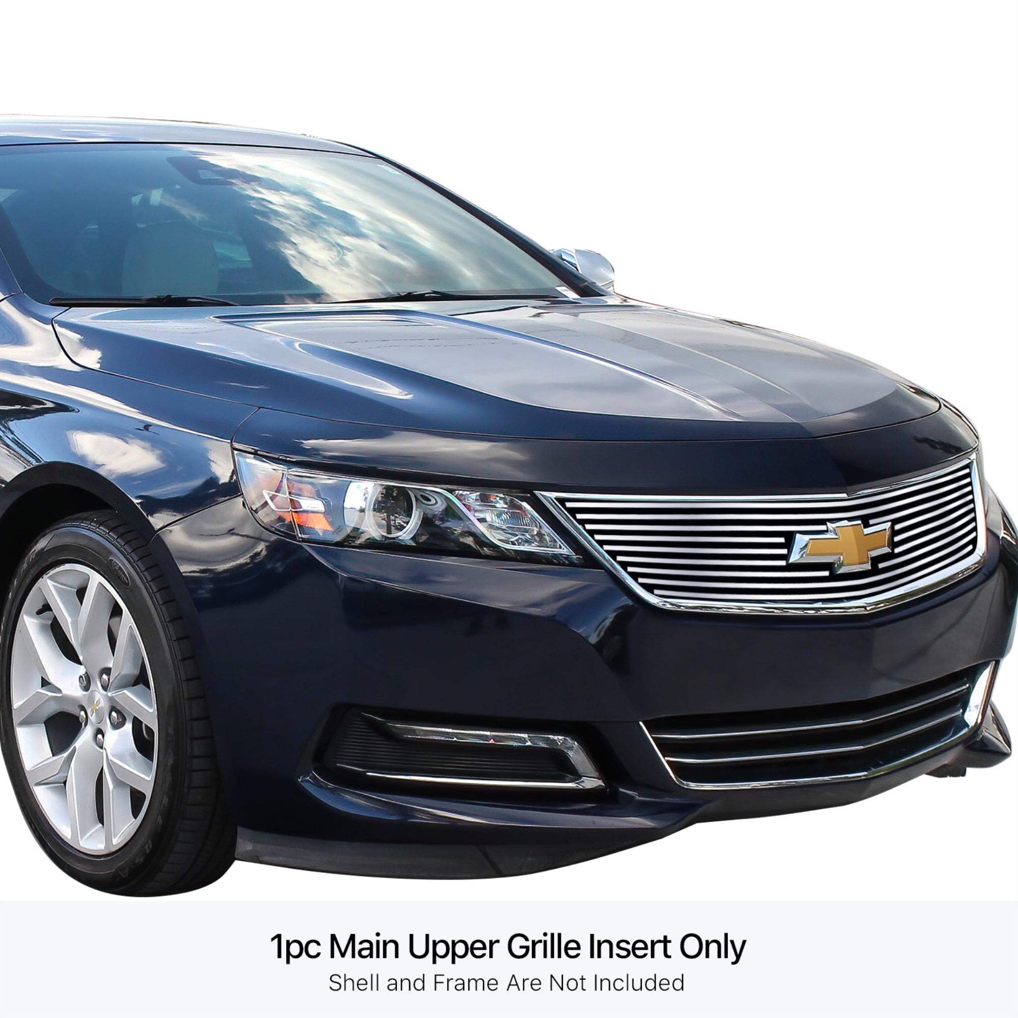 Stainless Steel Main Upper Stainless Steel Billet Grille 2014-2020 Chevy Impala Logo Show
