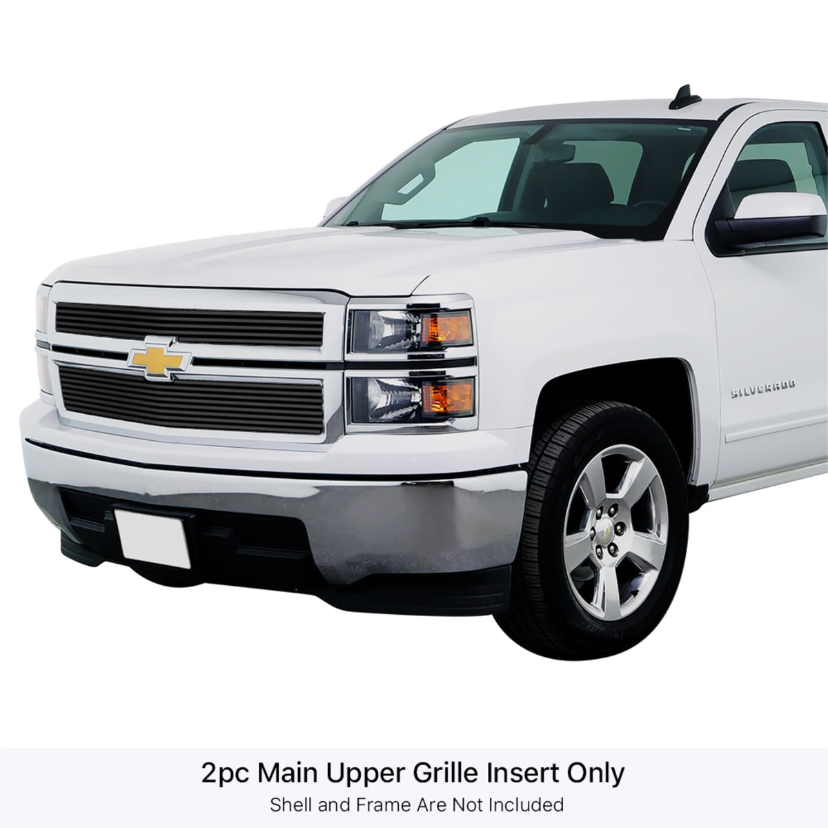 2014-2015 Chevy Silverado 1500 Not For Z71 Stainless Steel Black Powder Coated Finish 8X6 Horizontal Billet Black Stainless Steel Billet Grille