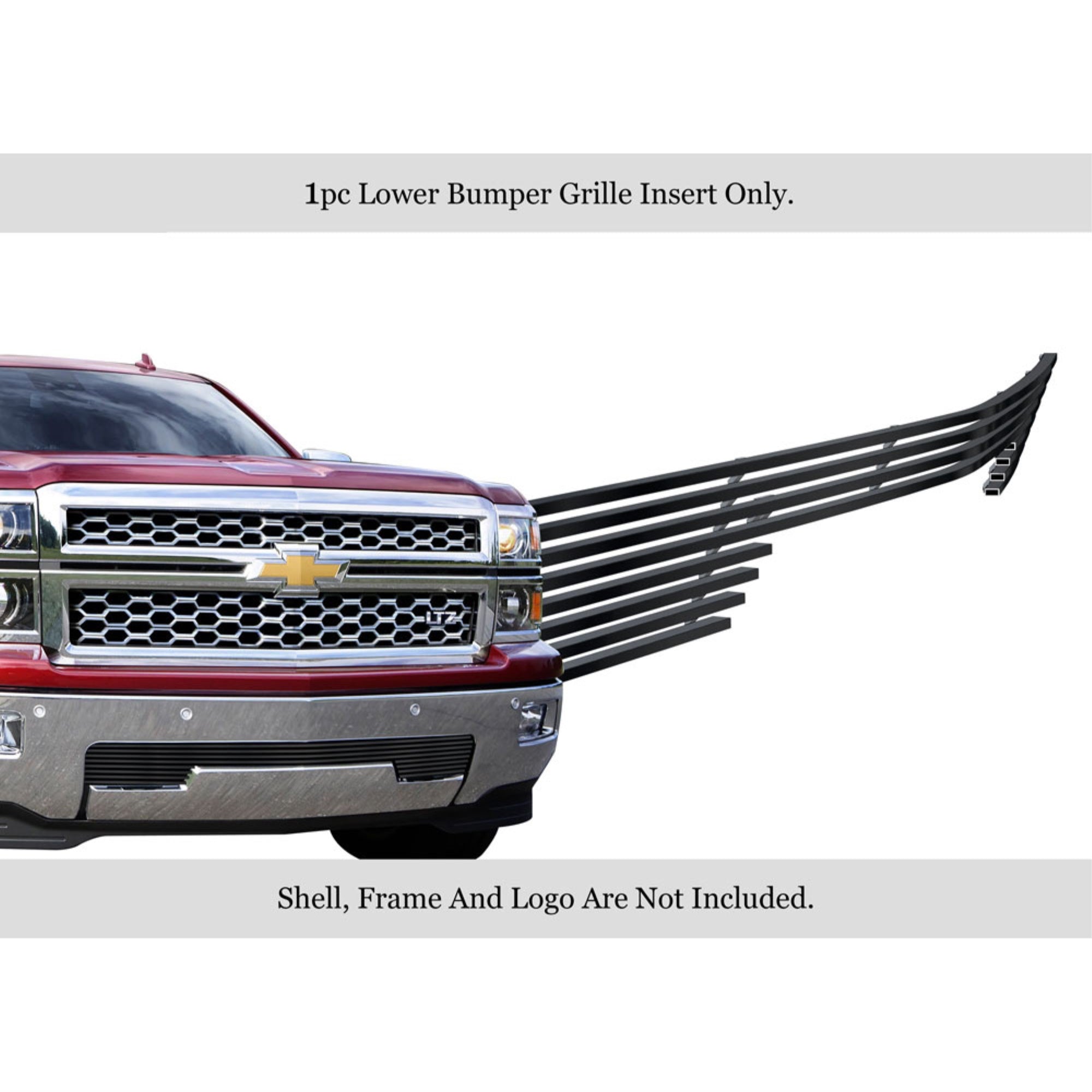 2014-2015 Chevy Silverado 1500 Stainless Steel Black Powder Coated Finish Horizontal Billet Black Stainless Steel Billet Grille