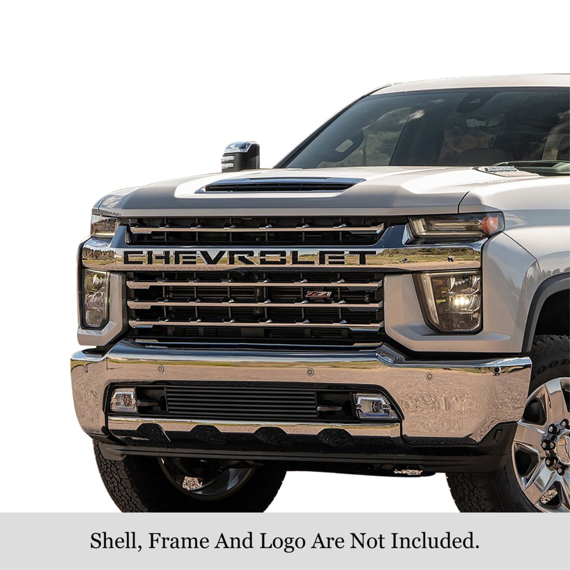 2020-2022 Chevy Silverado 2500 /2020-2022 Chevy Silverado 3500 Stainless Steel Black Powder Coated Finish 8X6 Horizontal Billet Black Stainless Steel Billet Grille