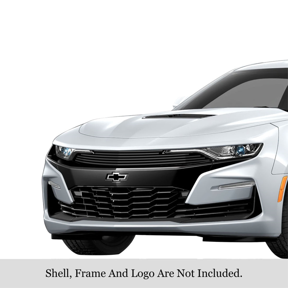 2019-2022 Chevy Camaro 1Ss/2Ss Stainless Steel Black Powder Coated Finish 8X6 Horizontal Billet Black Stainless Steel Billet Grille