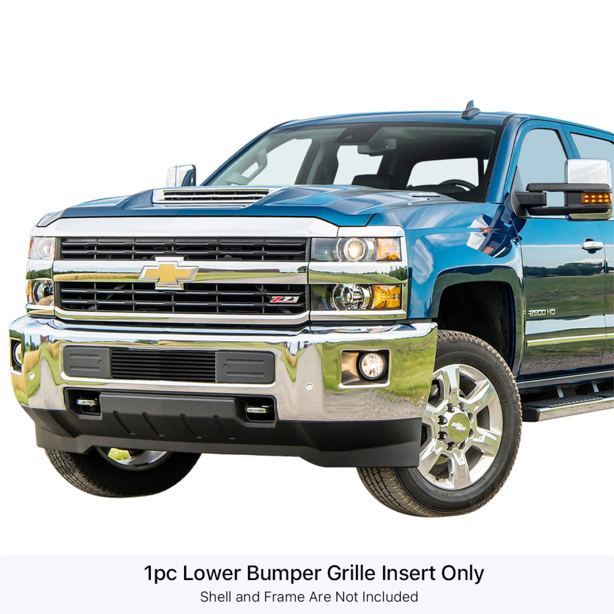 2015-2019 Chevy Silverado 2500 Hd /2015-2019 Chevy Silverado 3500 Hd Stainless Steel Black Powder Coated Finish 8X6 Horizontal Billet Black Stainless Steel Billet Grille