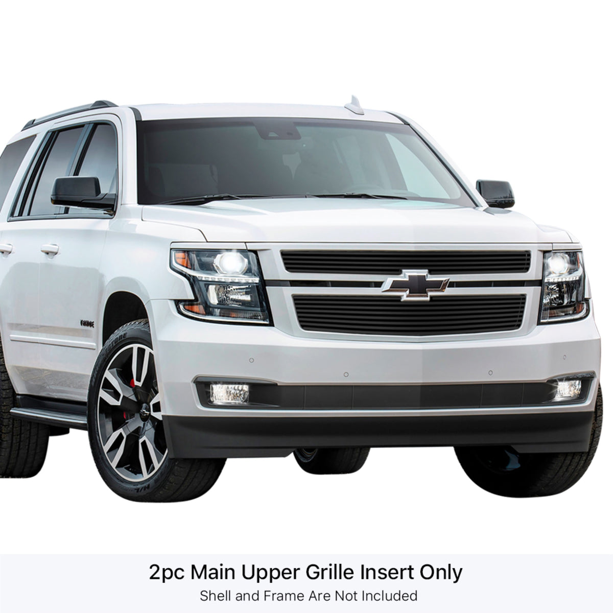 2015-2020 Chevy Suburban (For Both Honeycomb Style And Bar Style)/2015-2020 Chevy Tahoe (For Both Honeycomb Style And Bar Style) Stainless Steel Black Powder Coated Finish 8X6 Horizontal Billet Black Stainless Steel Billet Grille